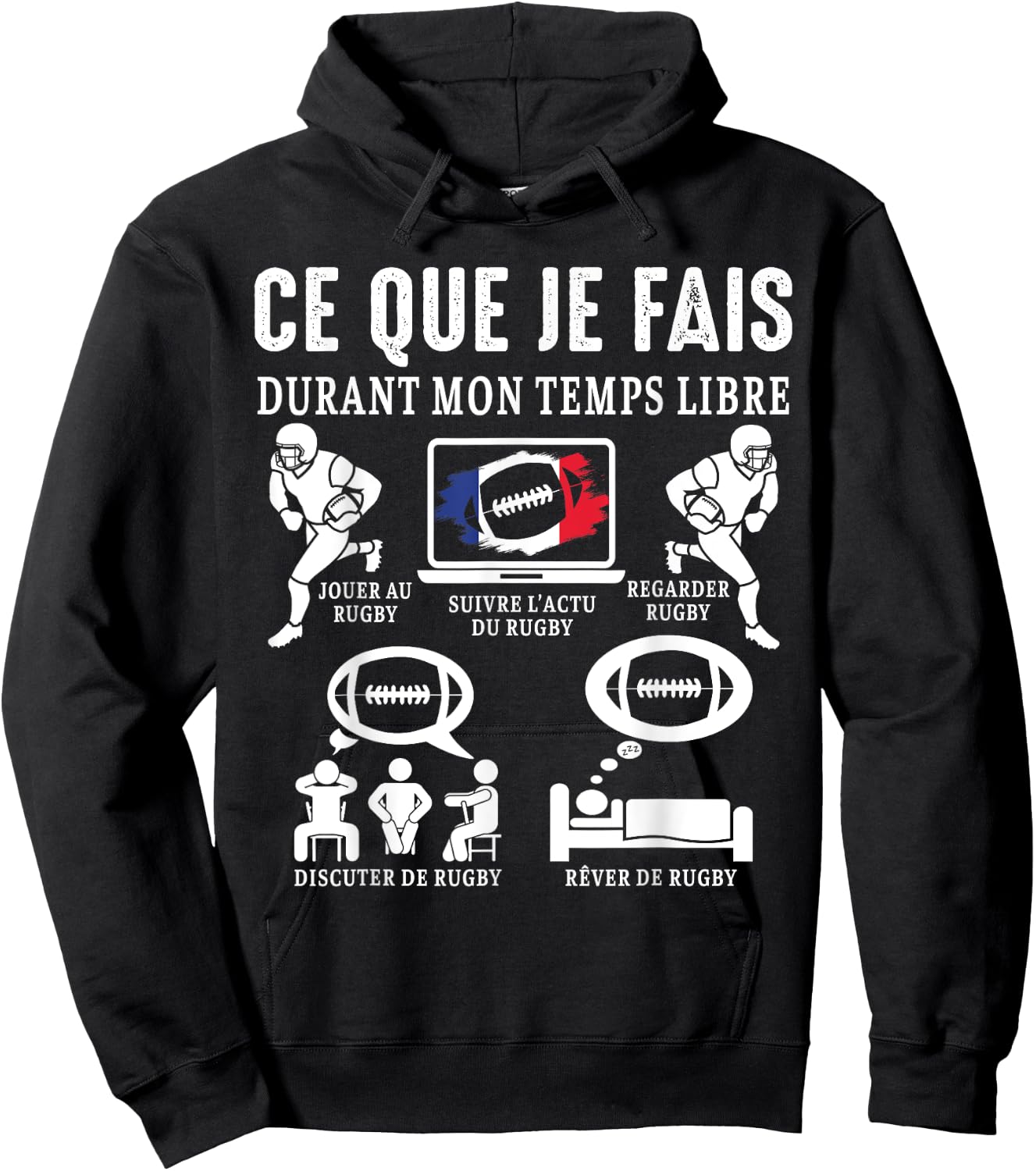 Rugby what I do rugby fan Rugby player france Funny , Black, S Hoodie - Hoodie | Black