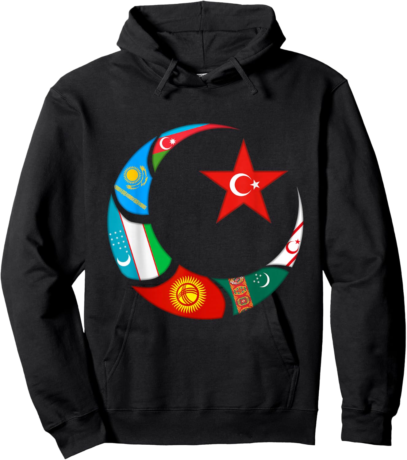Kazakhstan,Gokturk,Turan,Turkey Flag,Turk Bayragi,Turkiye. Hoodie - Hoodie | Black