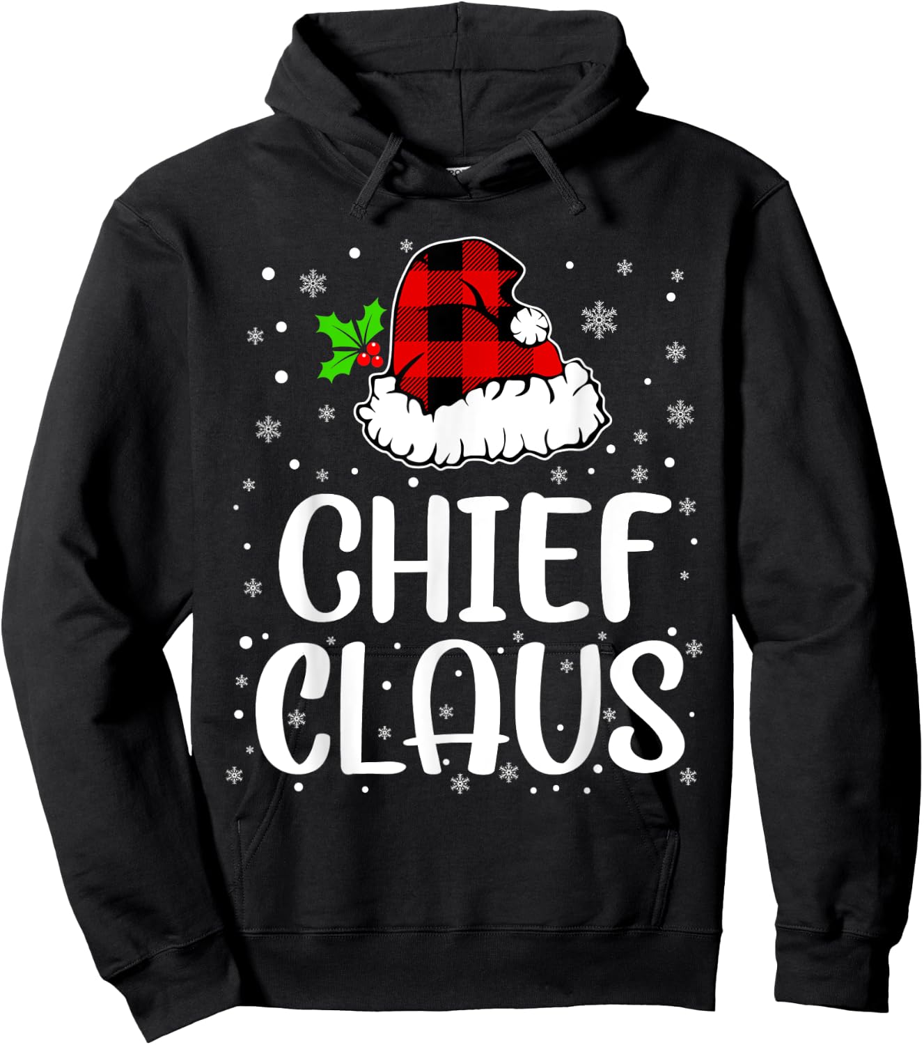 Chief Claus Christmas Lights Red Plaid Family Matching Gifts Hoodie - Hoodie | Black