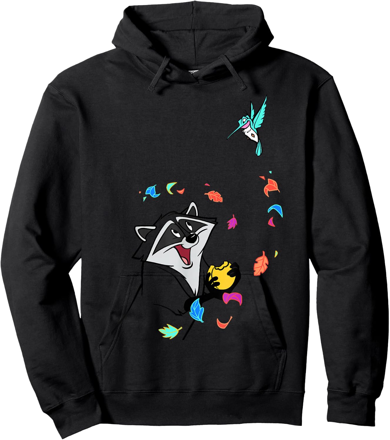 Disney Pocahontas Meeko Flit Colorful Leafs Fall Hoodie - Hoodie | Black