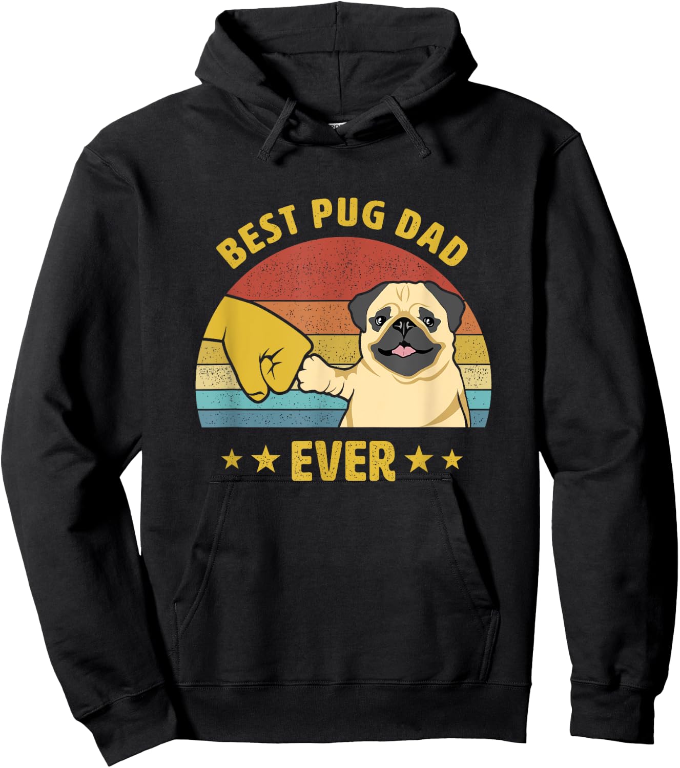 Cute Best Pug Dad Ever Proud Vintage Puppy Lover Pug Retro Hoodie - Hoodie | Black