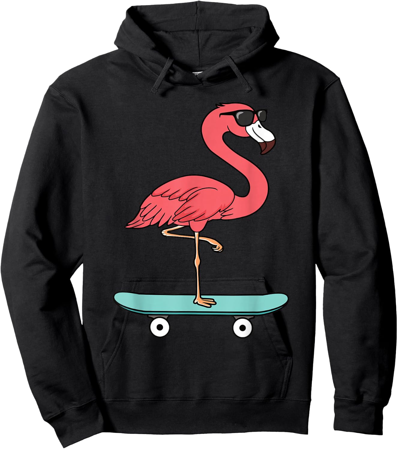 Funny Flamingo Skateboard Cool Flamingo Lover Men Boys Kids Hoodie - Hoodie | Black