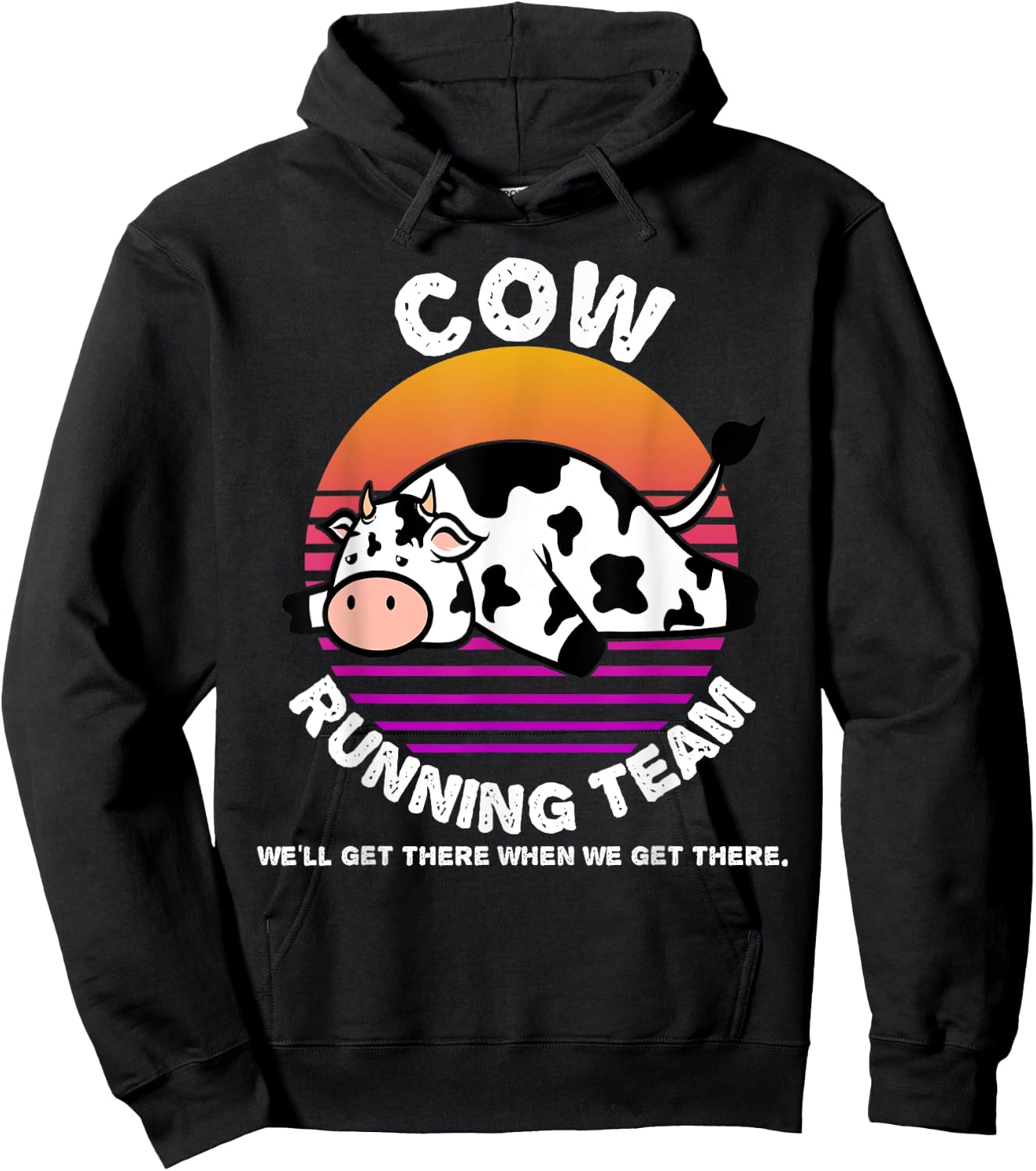 Funny Dairy Cow Running Team Shirt Kids Men Women Gift Hoodie - Hoodie | Black