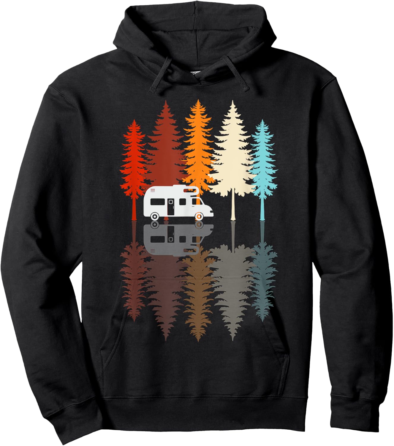 Retro Vintage Camping Adventure Nature Outdoor , black Hoodie - Hoodie | Black