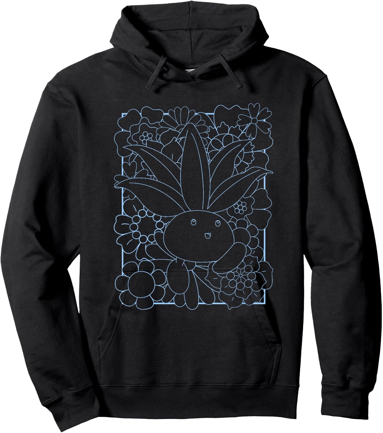 Pokémon Cute Oddish Outline Floral Framed Portrait Hoodie - Hoodie | Black