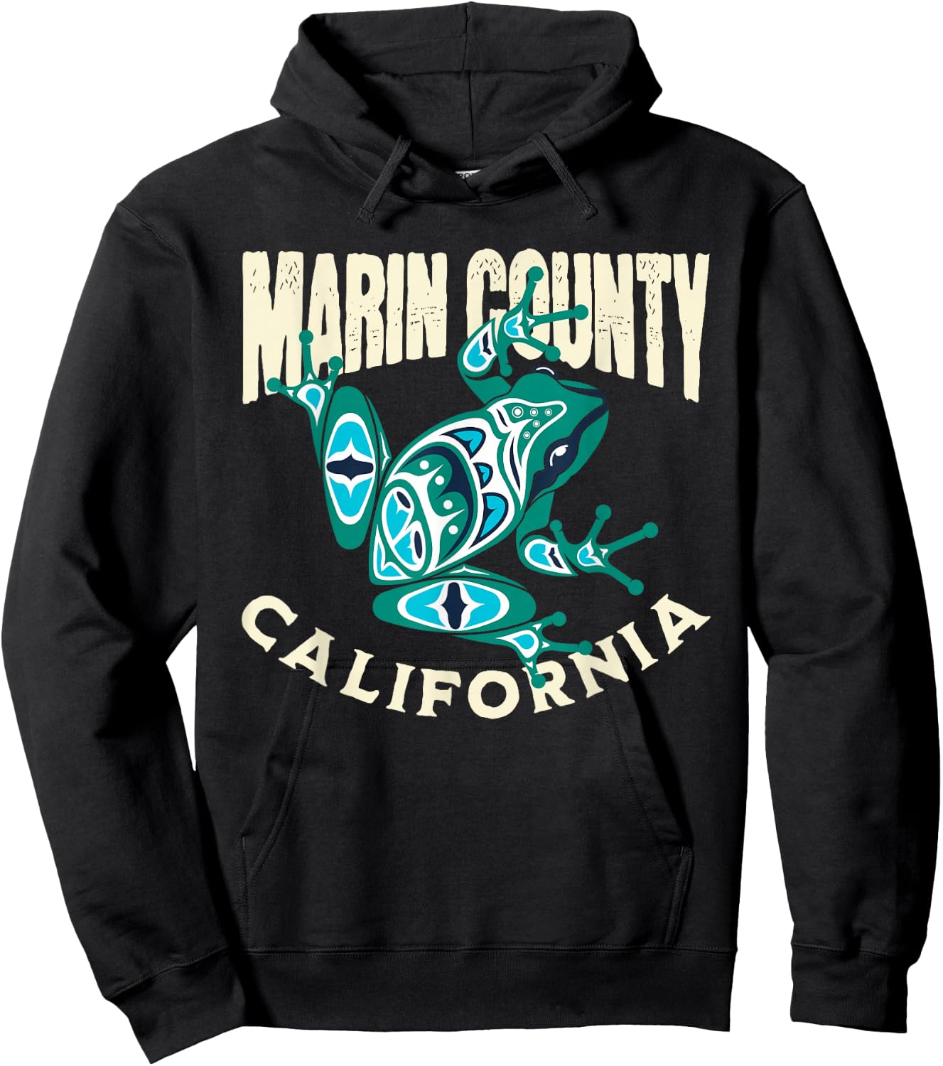Marin County California Frog Totem Pacific Northwest Native Hoodie - Hoodie | Black