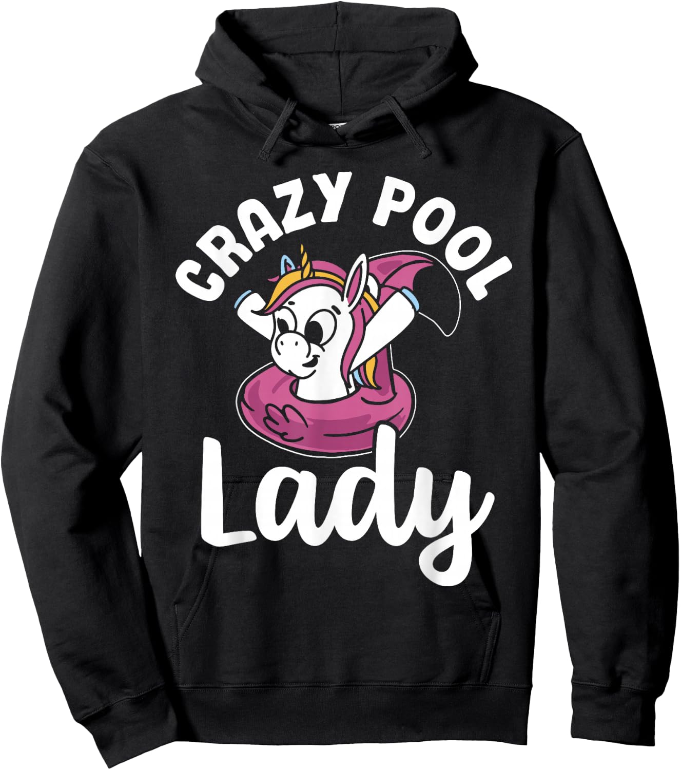 Pool Women Unicorn Girls Swimming Crazy Pool Lady Hoodie - Hoodie | Black