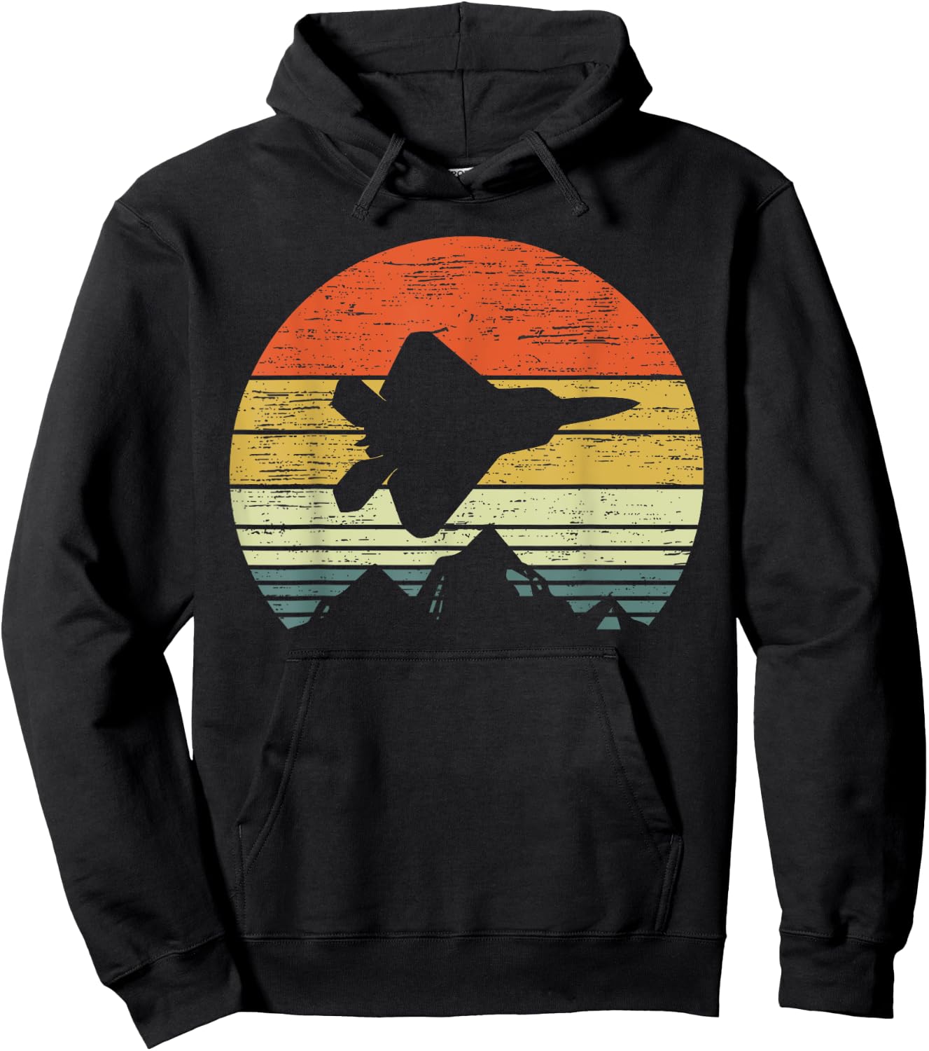 F-22 Sunset vieilli | Vétéran de chasse vintage Hoodie - Hoodie | Black