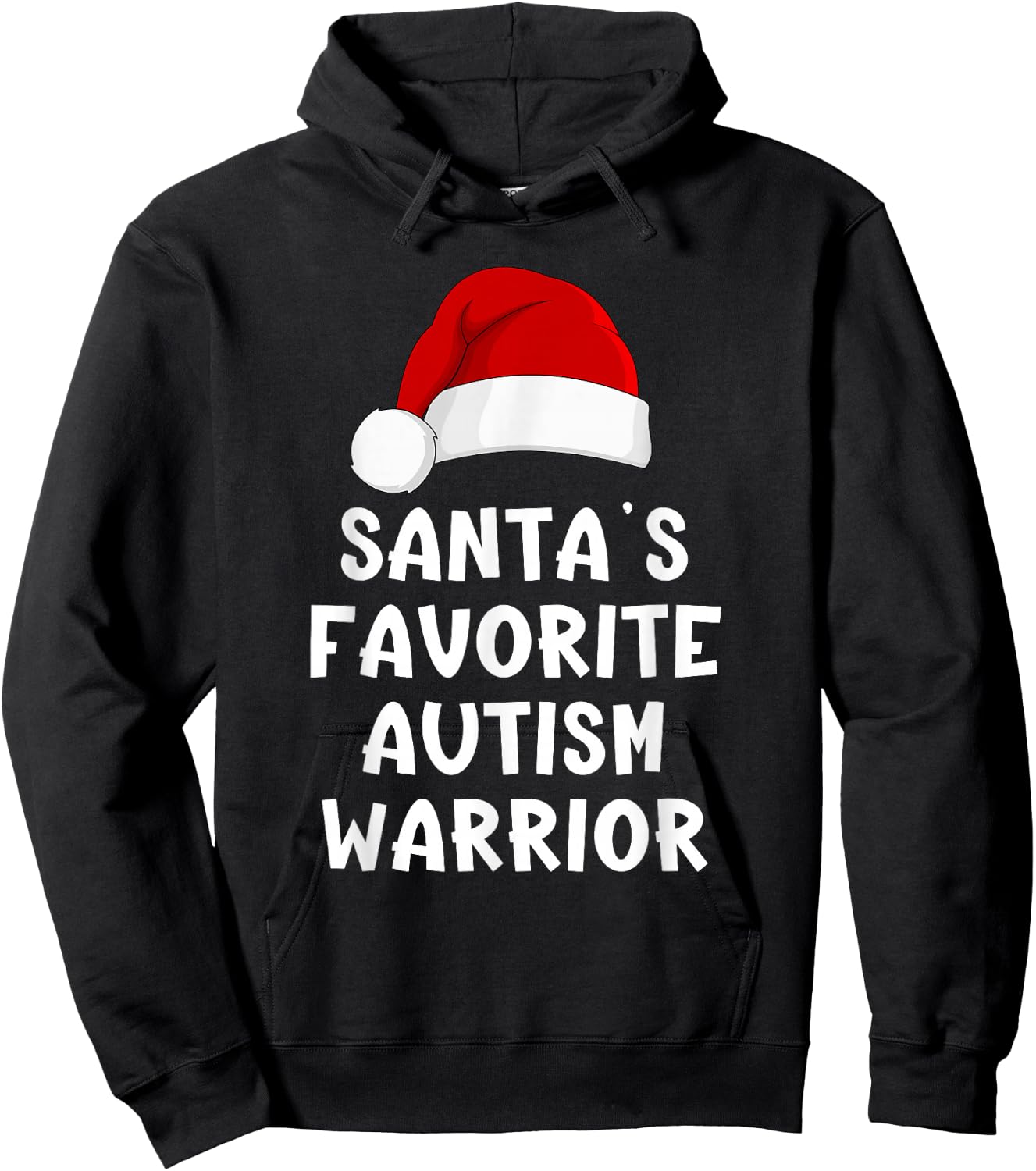 Christmas Santa's Favorite Autism Warrior Funny Xmas Pajama Hoodie - Hoodie | Black