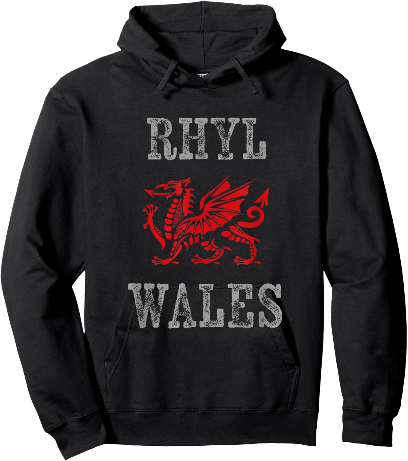 Rhyl Wales Welsh Dragon Flag Vintage Hoodie - Hoodie | Black