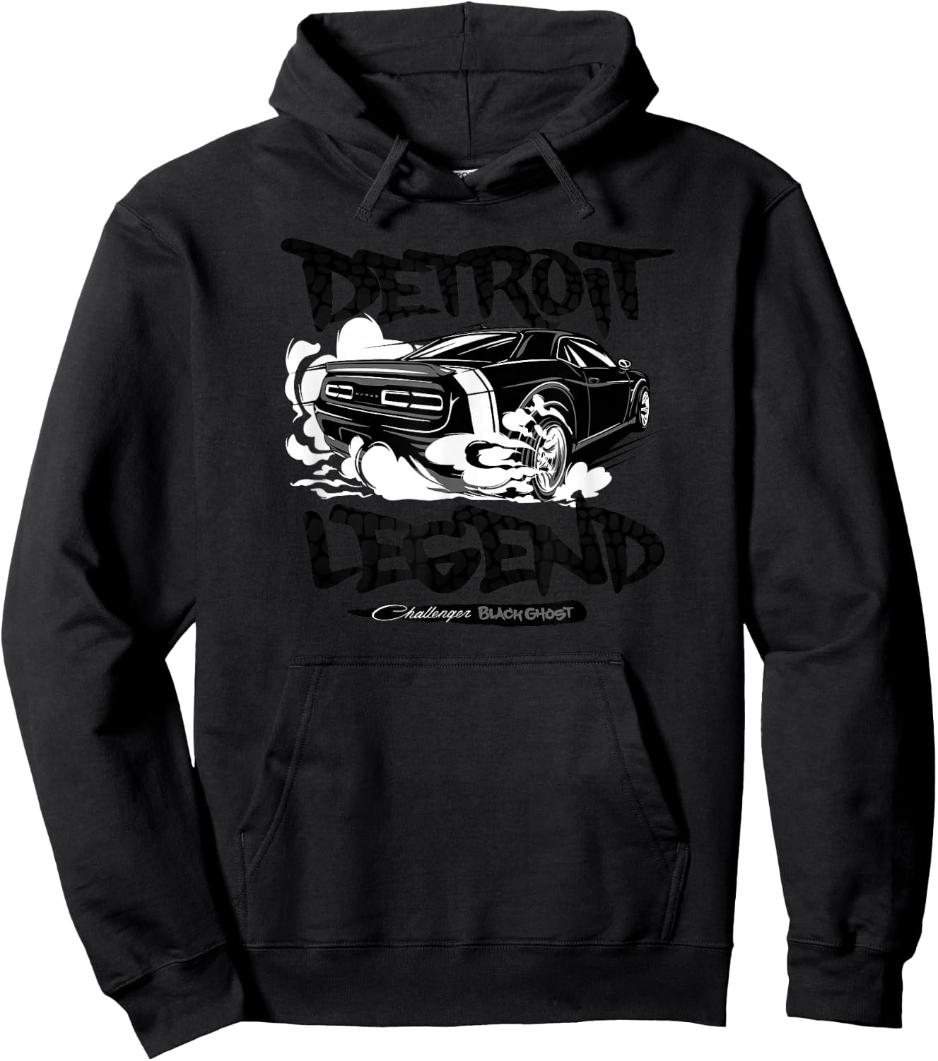 Dodge Challenger Black Ghost, Legend of Detroit , grey, S Hoodie - Hoodie | Black