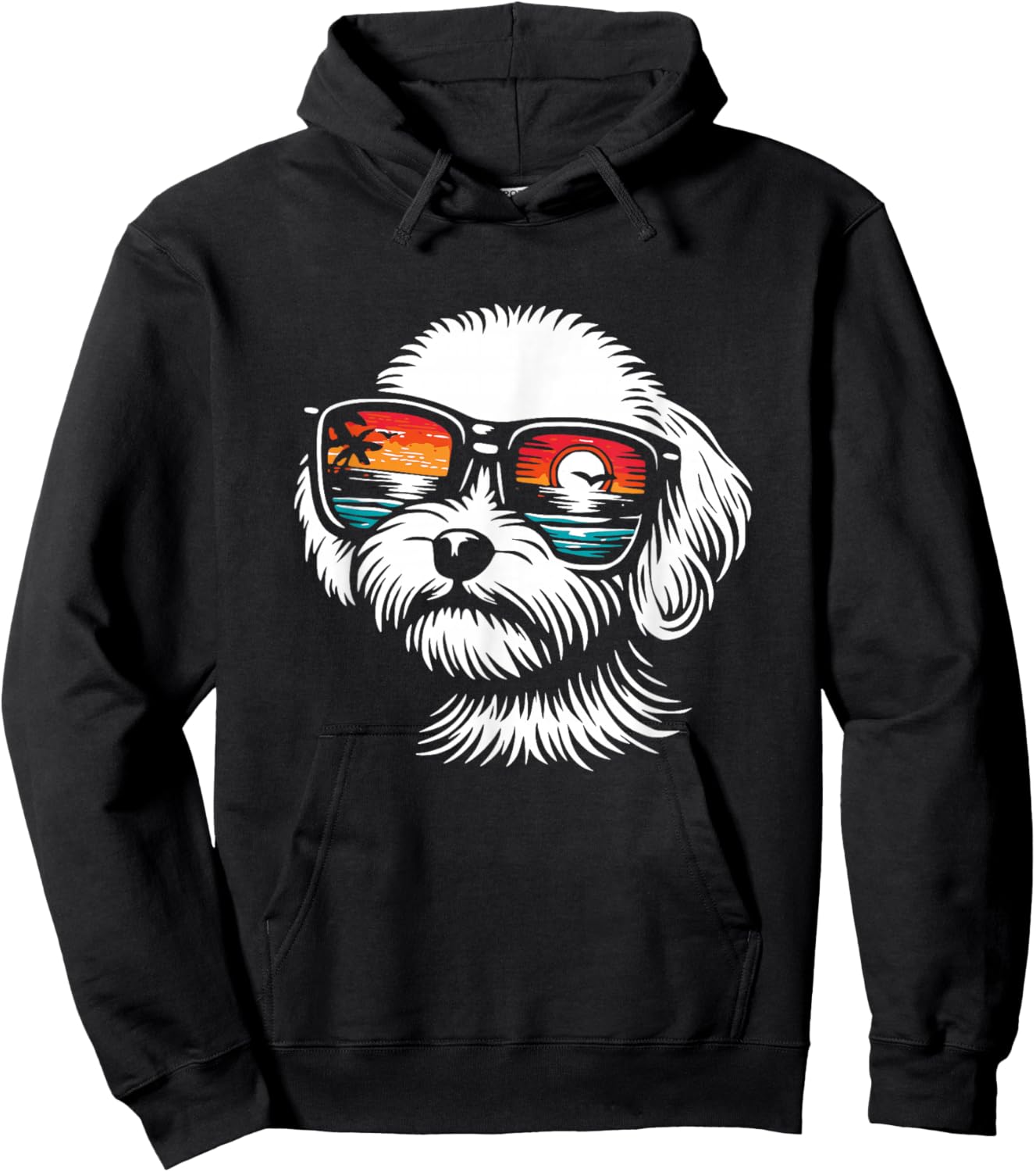 Cool Maltipoo Puppy with Sunglasses Graphic Design Hoodie - Hoodie | Black