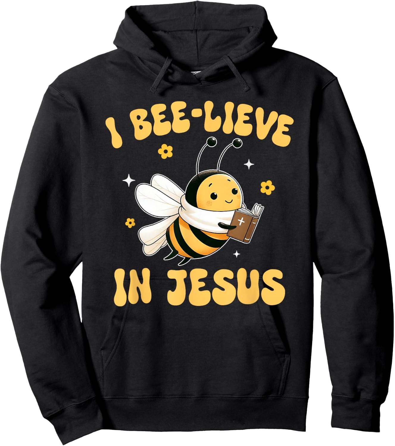 Gospel Kids Christian I Bee-lieve in Jesus Faith Cute Bee Hoodie - Hoodie | Black