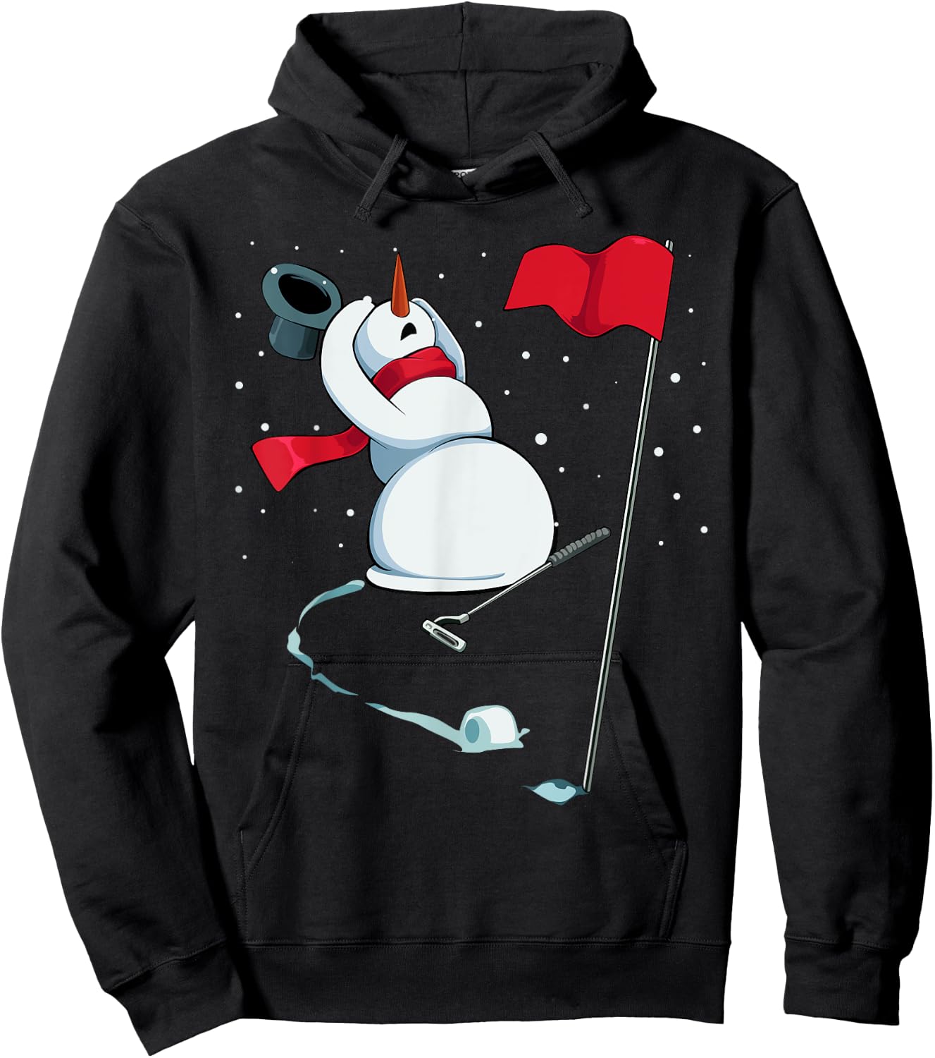 Snowman Playing Golf Christmas Pajama Sport X-Mas Golfer Hoodie - Hoodie | Black