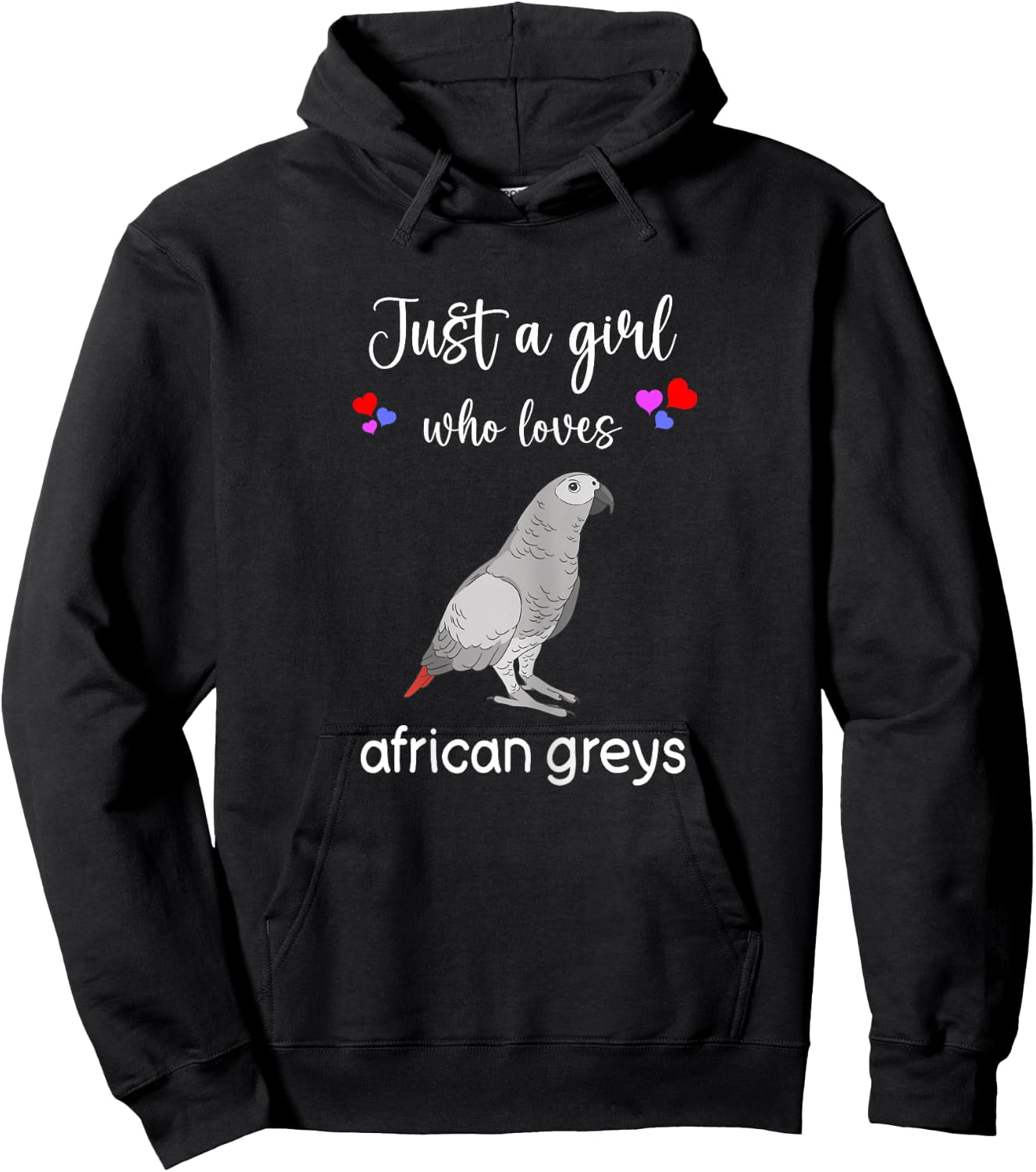 Funny African Grey Shirt Girls I Love African Grey Parrots Hoodie - Hoodie | Black