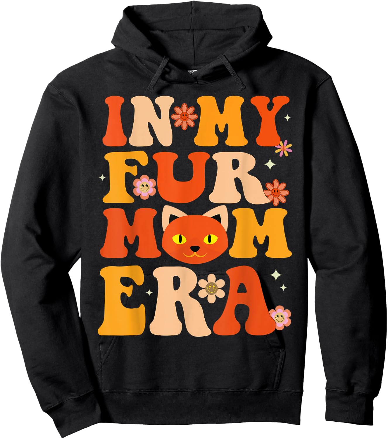 Funny in my Fur mom era Groovy Dog And Cat Owner Lover gifts Women Hoodie - Hoodie | Black