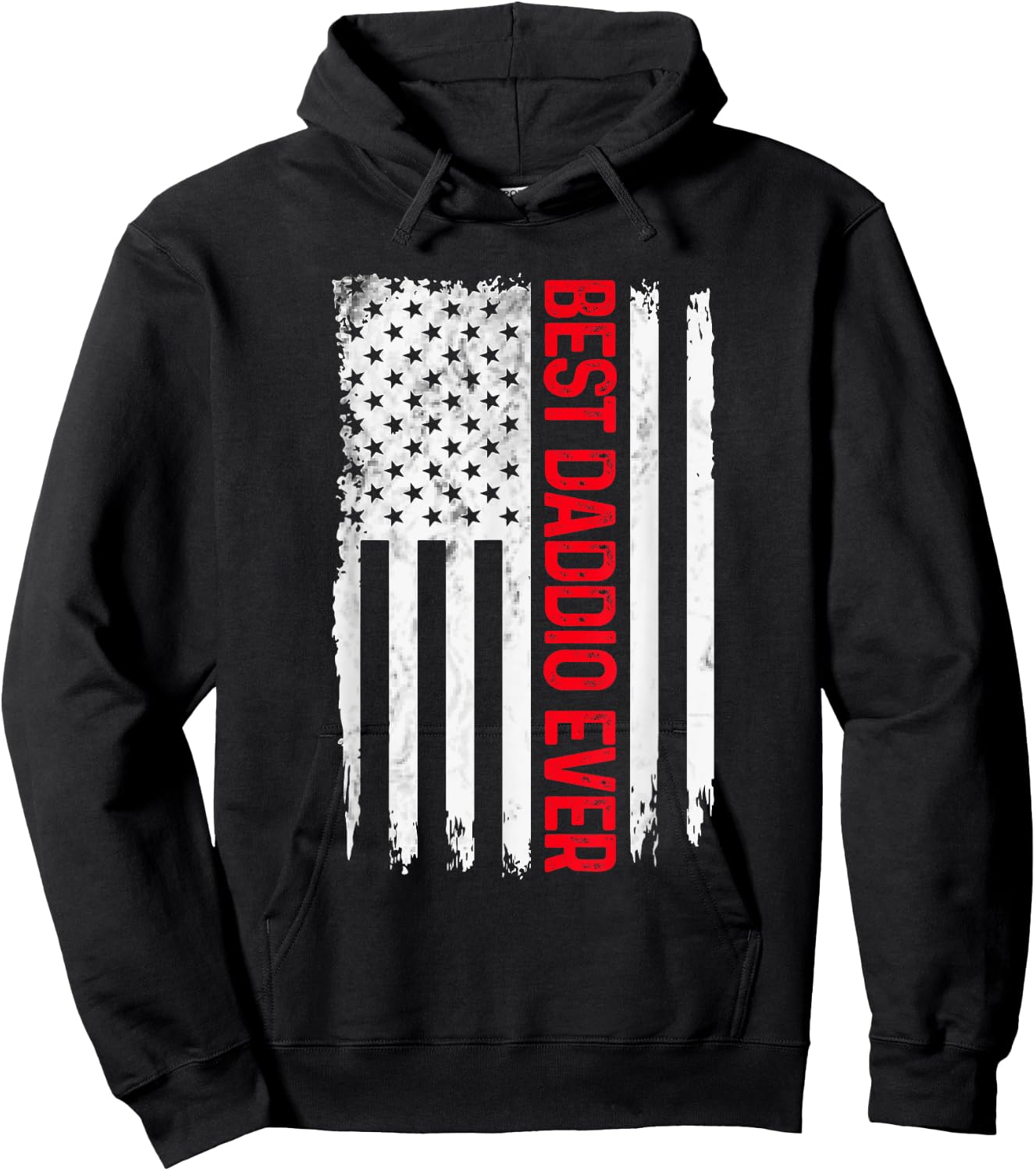 Best Daddio Ever American flag Funny Papa Grandpa Hoodie - Hoodie | Black