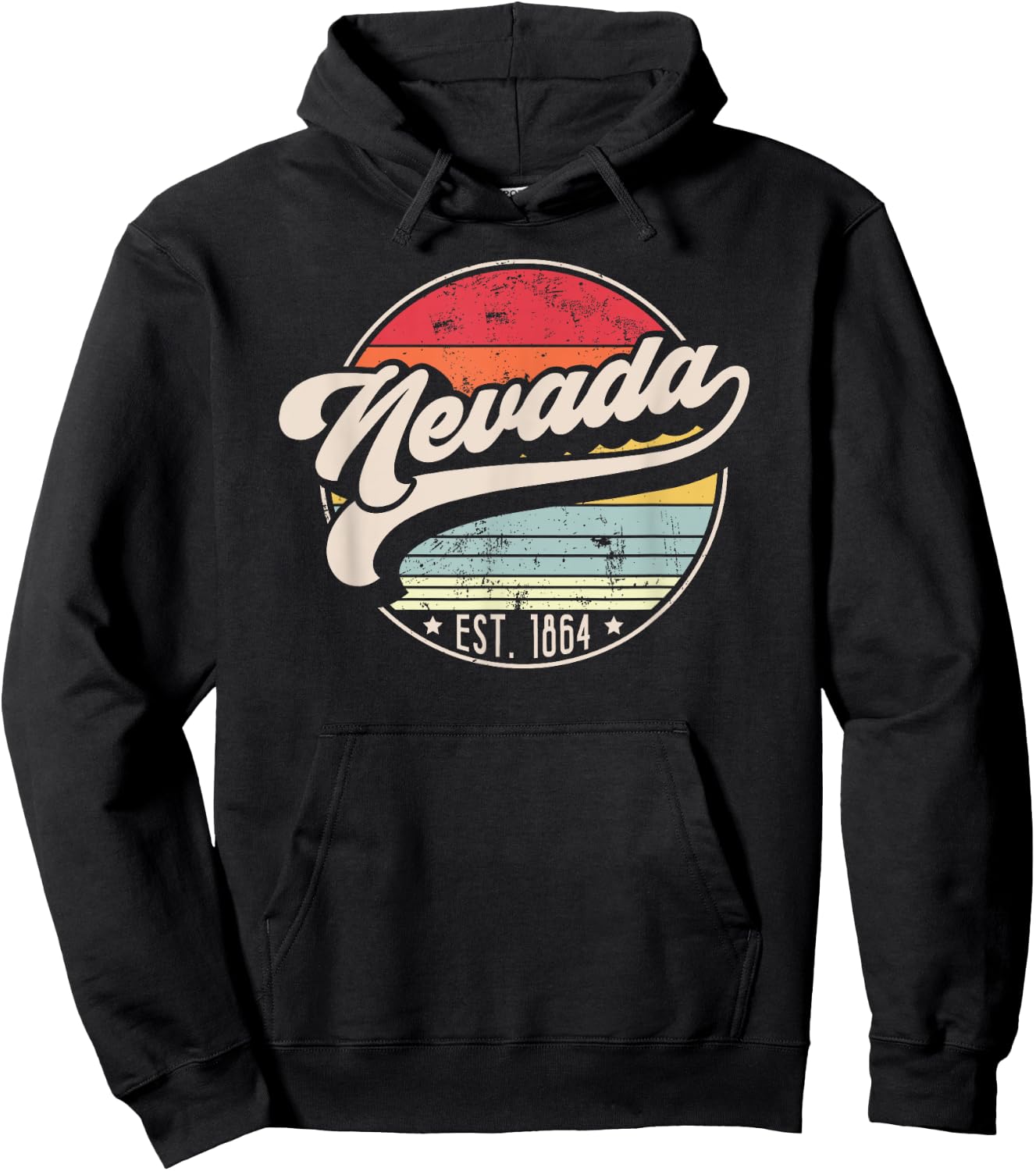 Retro Nevada Home State NV Cool 70s Style Sunset Hoodie - Hoodie | Black