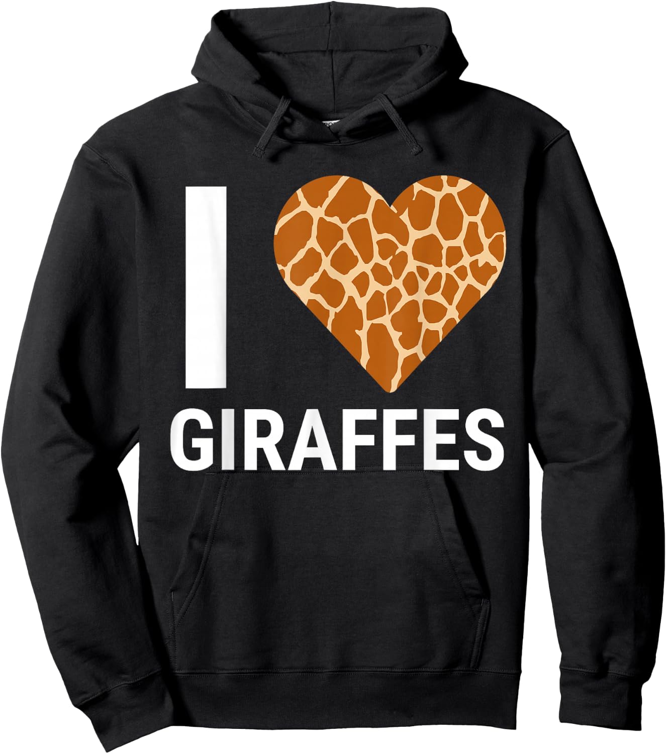 I Love Giraffes Cute Giraffe Print Heart Hoodie - Hoodie | Black
