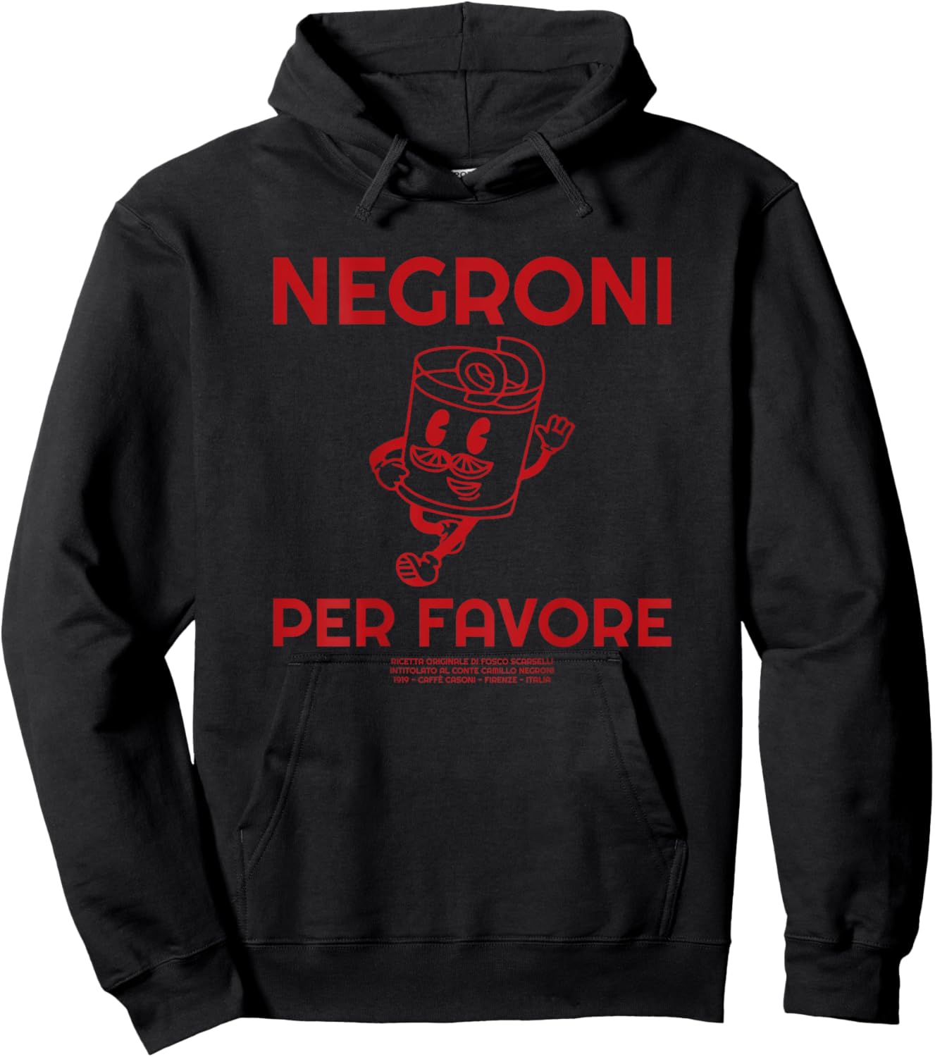 ni per favore (cocktail back print) italiano original , White Hoodie - Hoodie | Black