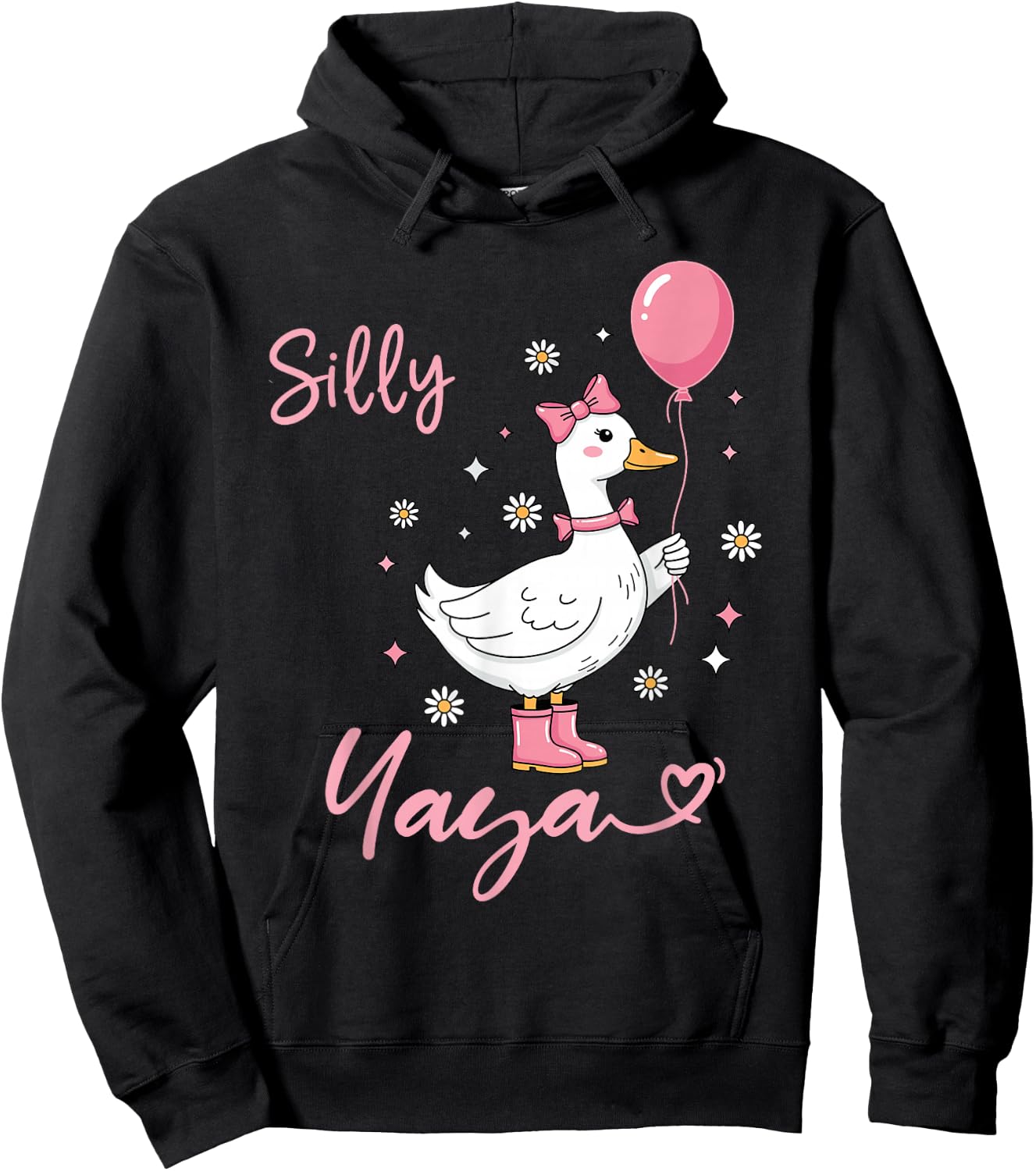 Silly Yaya Cute Goose Grandmother Family Matching Birthday Hoodie - Hoodie | Black
