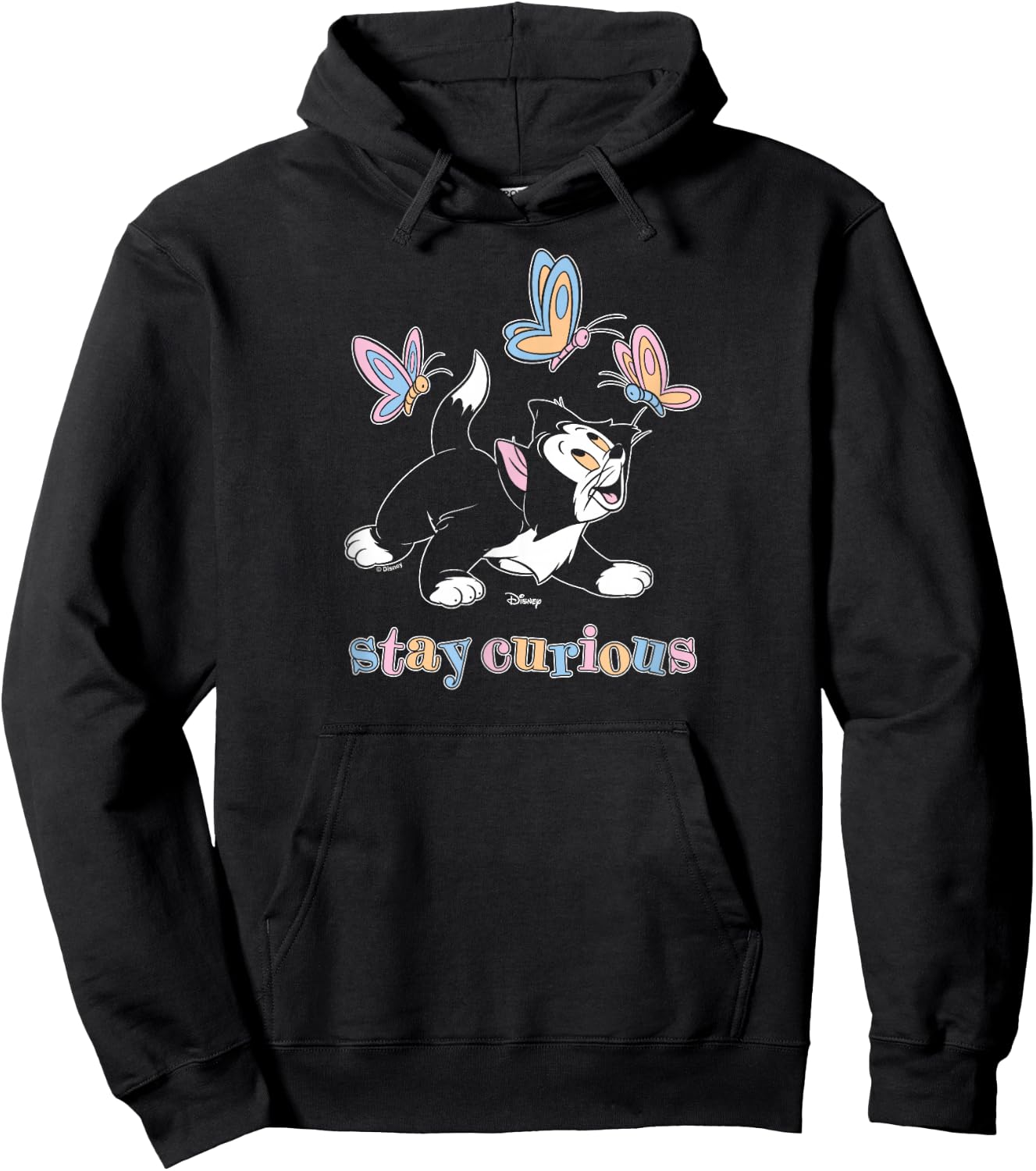 Figaro - Pinocchio Cat Stay Curious Butterflies Hoodie - Hoodie | Black