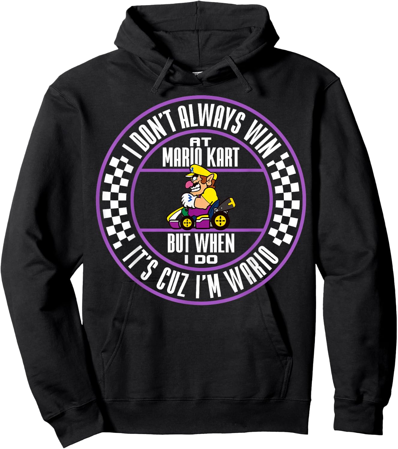 Nintendo Mario Kart Wario When I Win Circle Text Hoodie - Hoodie | Black