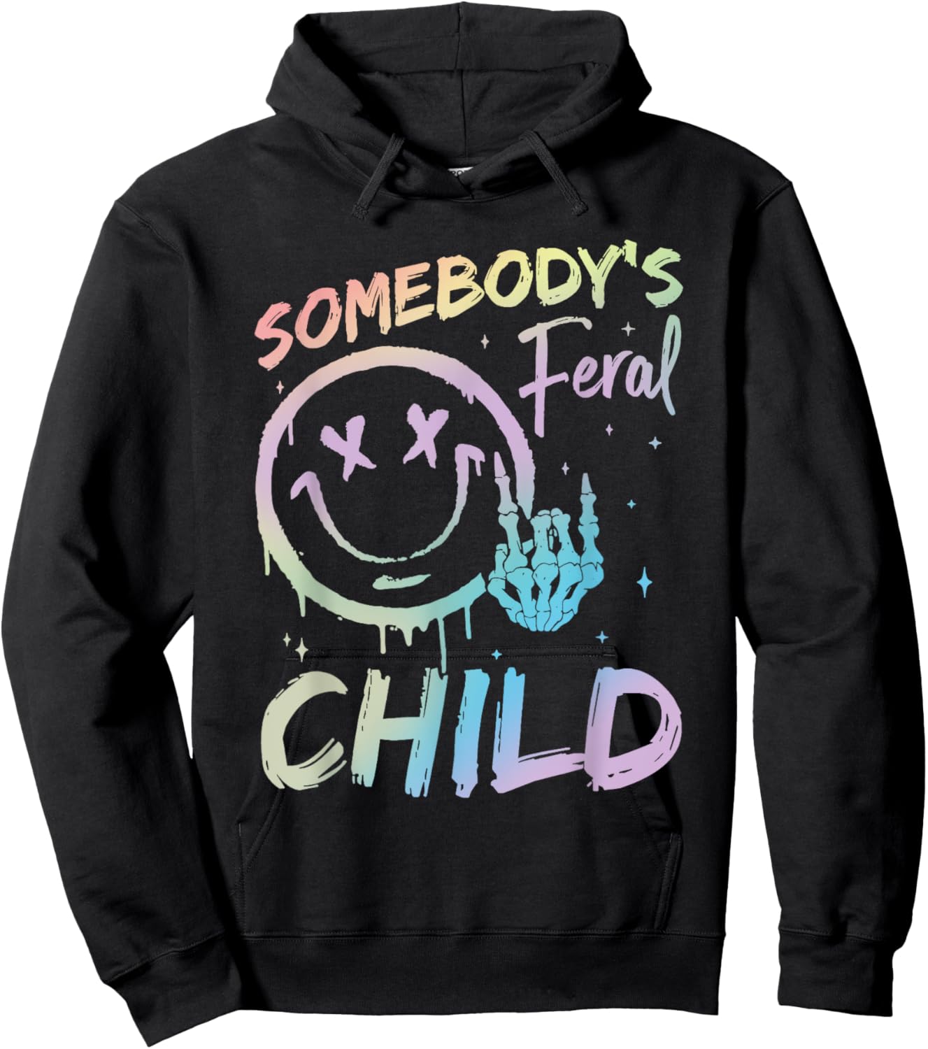 Tie Dye Somebody's Feral Child Toddler Girl and Boy Hoodie - Hoodie | Black