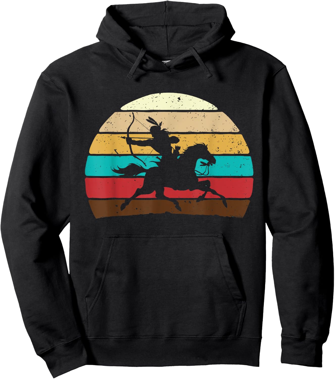Retro Horse Riding - Native American Indian Pride Indigenous Hoodie - Hoodie | Black