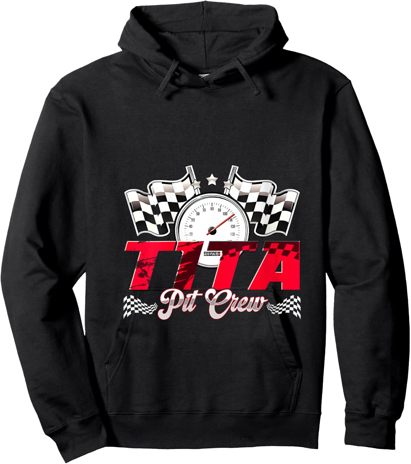 Race Car Birthday Party Racing Family Tita Pit Crew V-Neck Hoodie - Hoodie | Black