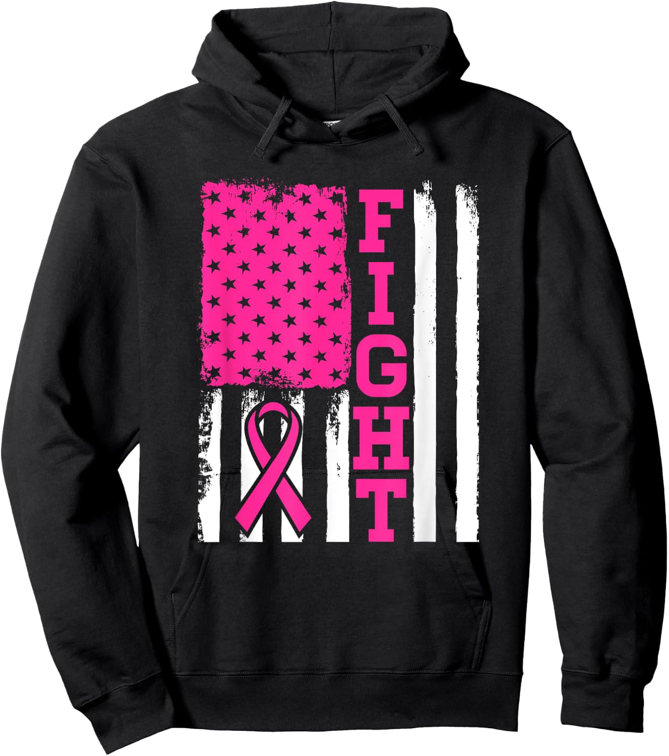 Fight Flag - Breast Cancer Awareness Shirt Gift Hoodie - Hoodie | Black