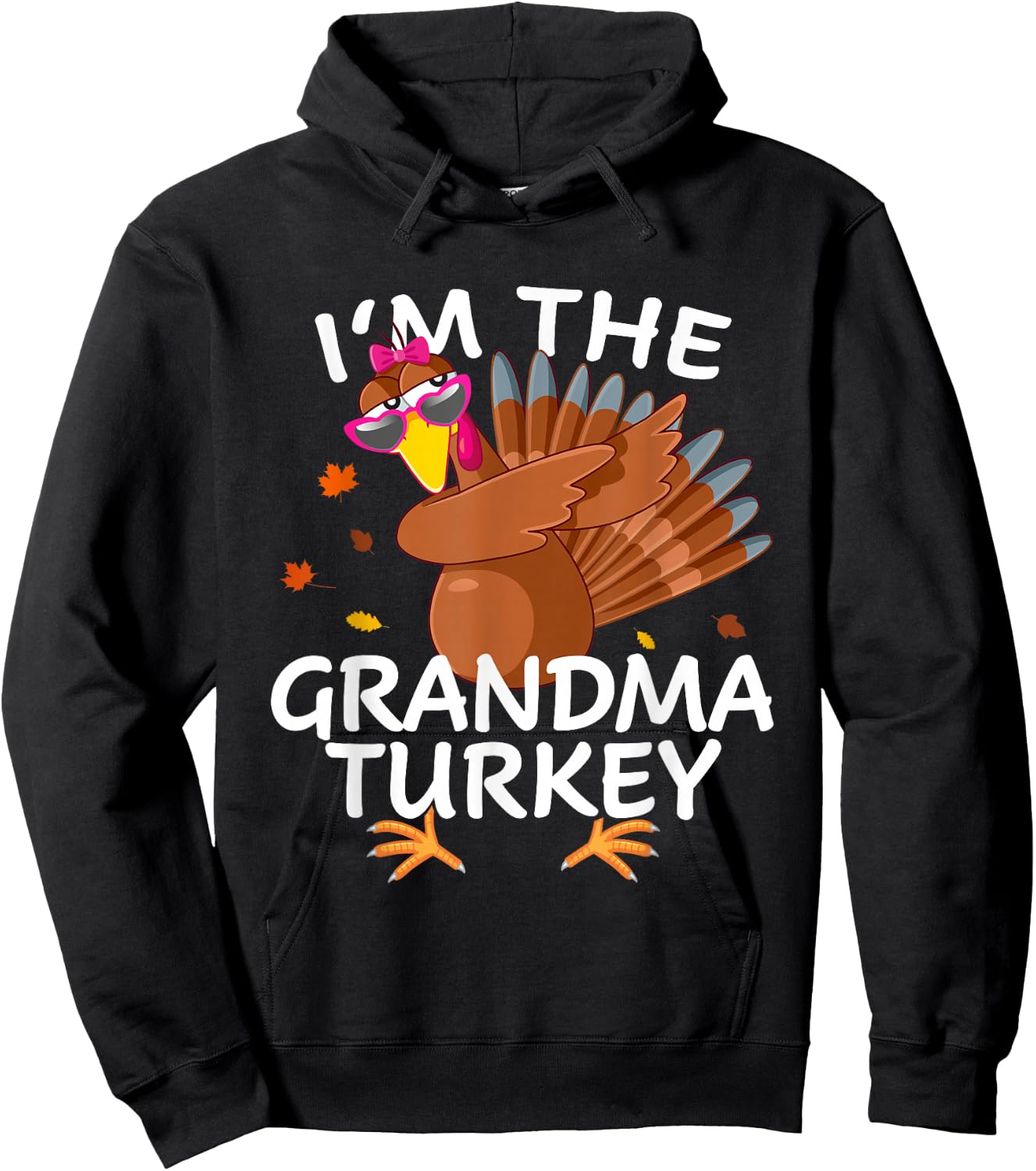Grandma Turkey Matching Outfit Thanksgiving Pajamas Family Hoodie - Hoodie | Black