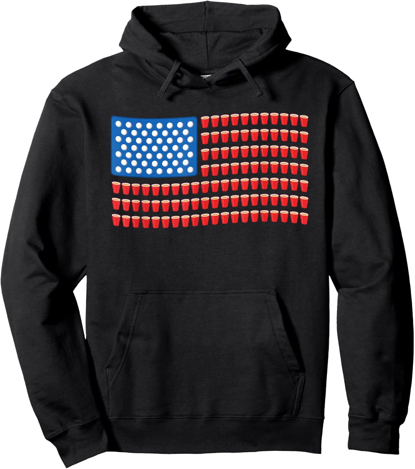 Funny 4th of July Beer Pong American Flag Hoodie - Hoodie | Black