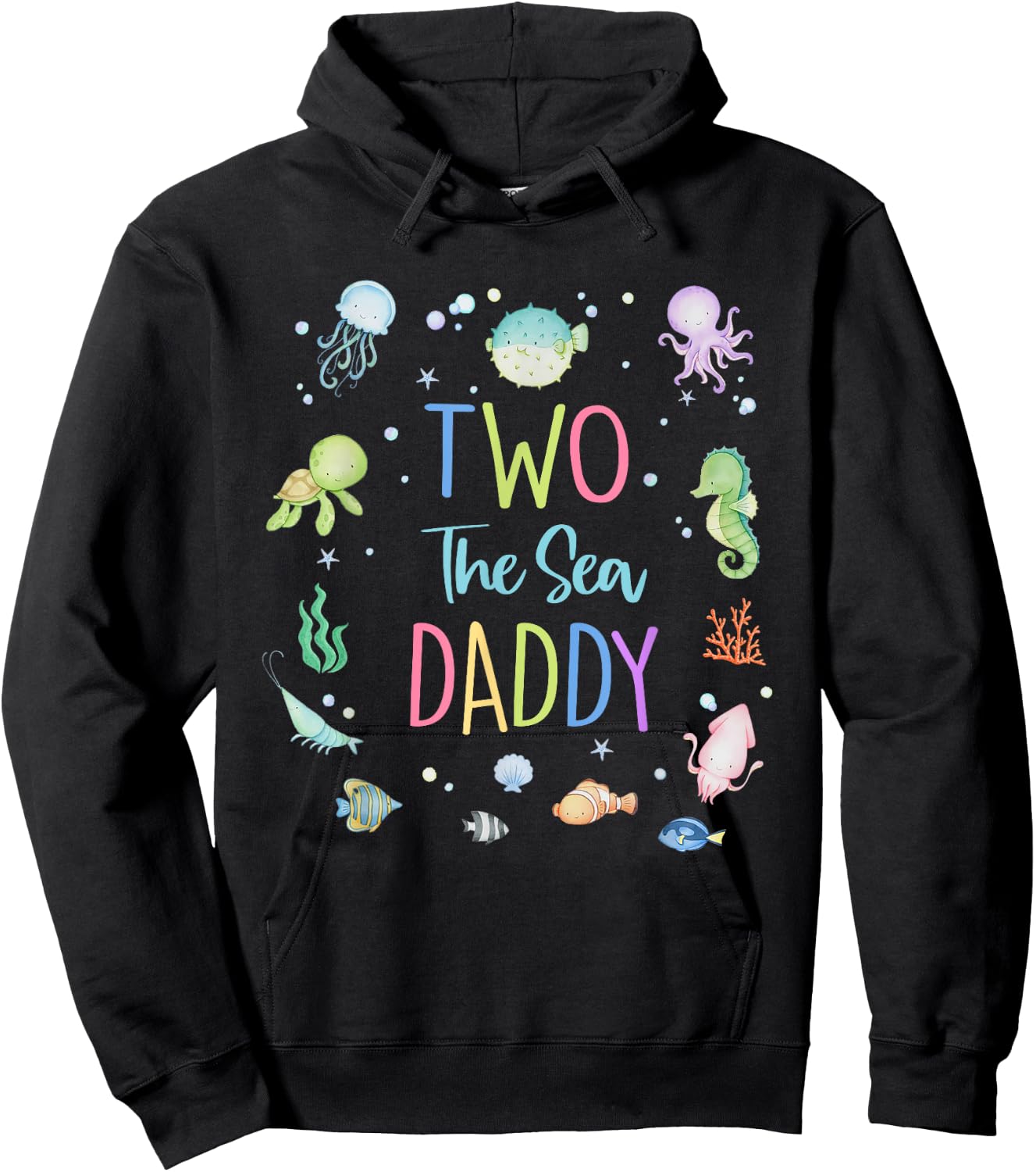 Two The Sea Daddy 2nd Birthday Girl Matching Family Party Hoodie - Hoodie | Black