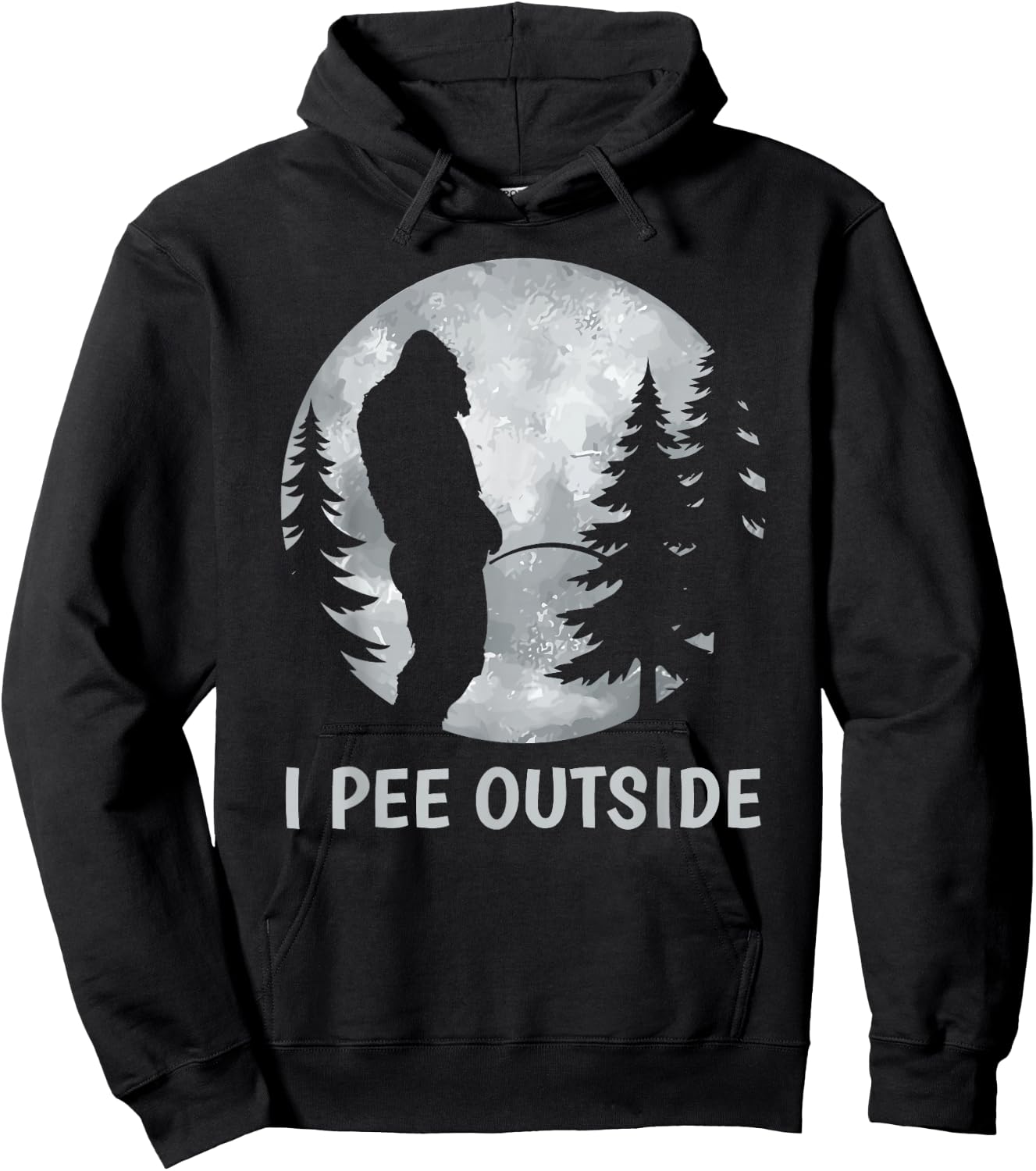 I Pee Outside Sasquatch | Funny Bigfoot Peeing in Forest Hoodie - Hoodie | Black