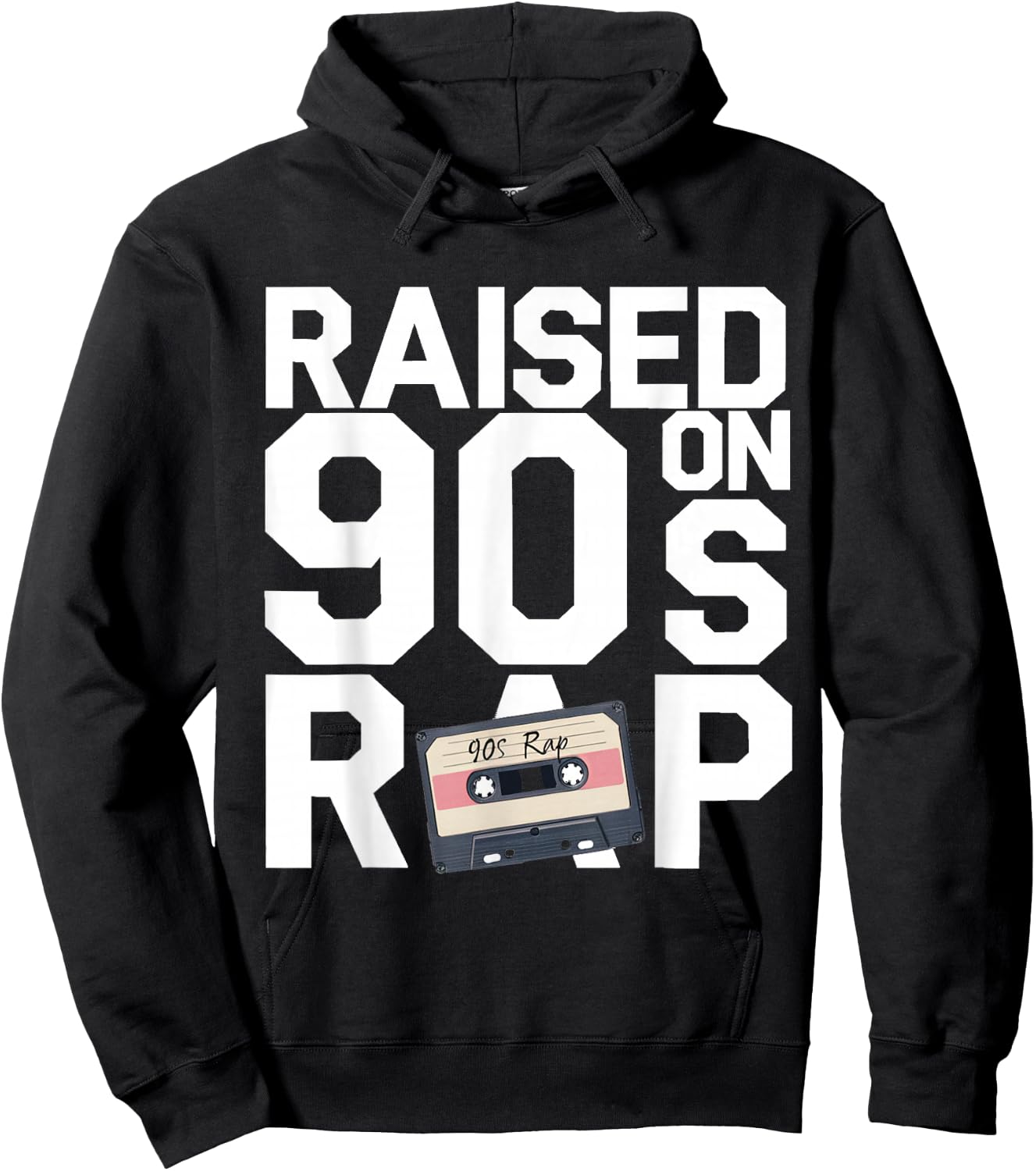 RAISED ON 90S RAP - Old School Hip Hop Music Fan Hoodie - Hoodie | Black