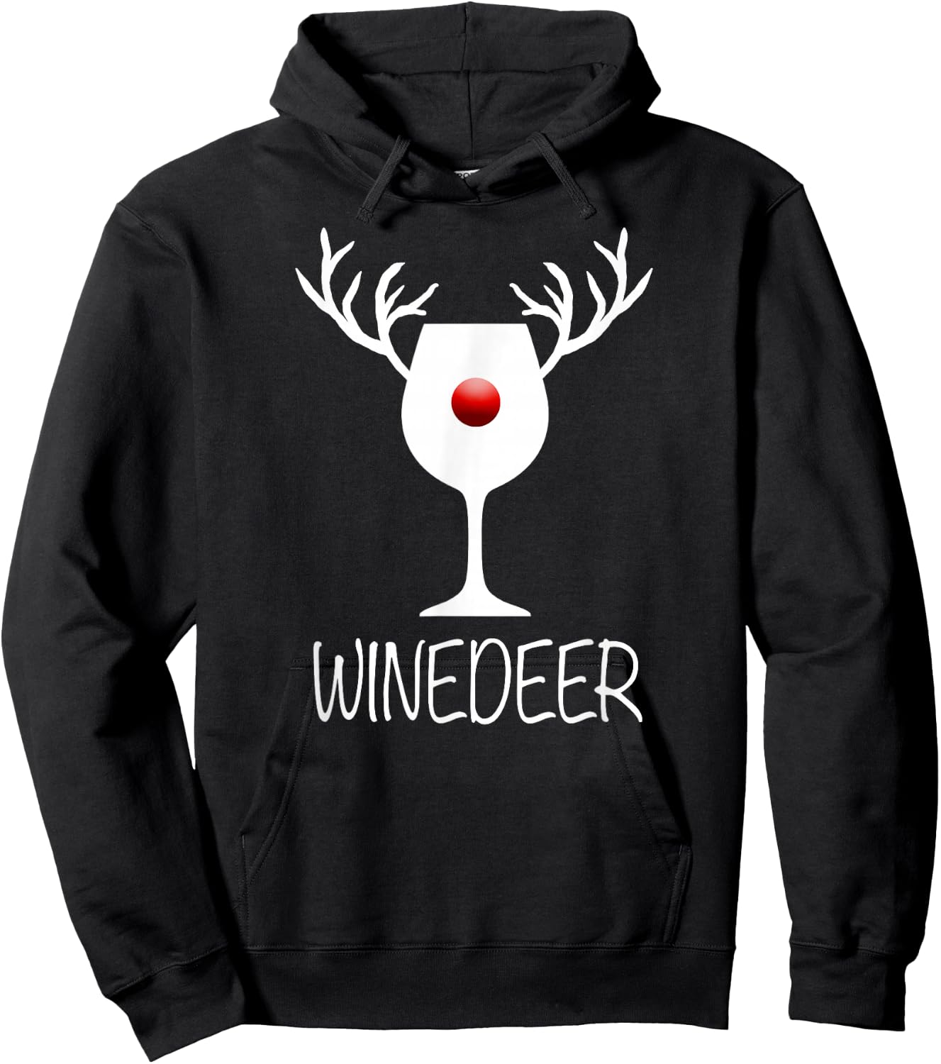 Winedeer Reindeer | Funny X-mas Wine Bottle Hoodie - Hoodie | Black