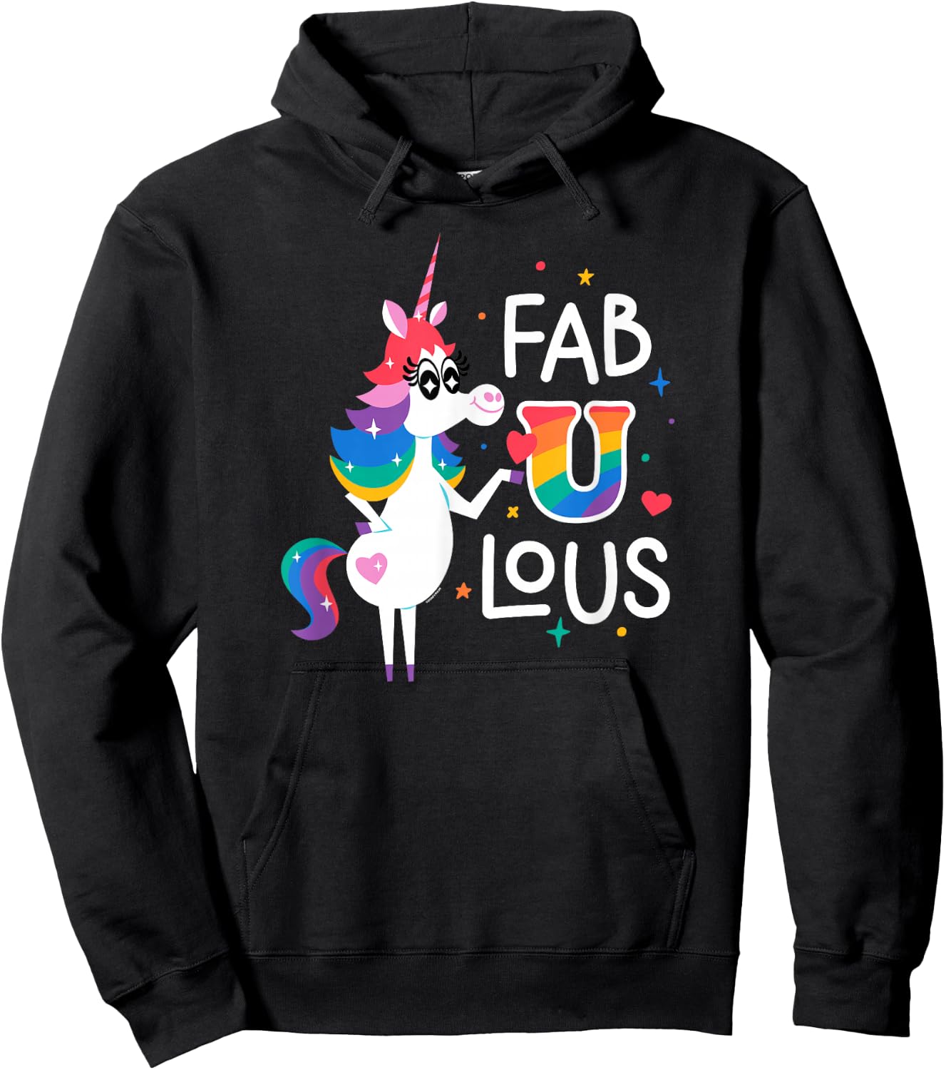 Disney & Pixar’s Inside Out Rainbow Unicorn Fab U Lous Pride Hoodie - Hoodie | Black