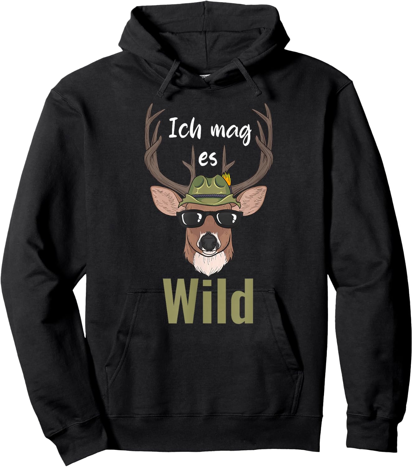 Ich mag es wild deer hunter hunting forest , black Hoodie - Hoodie | Black