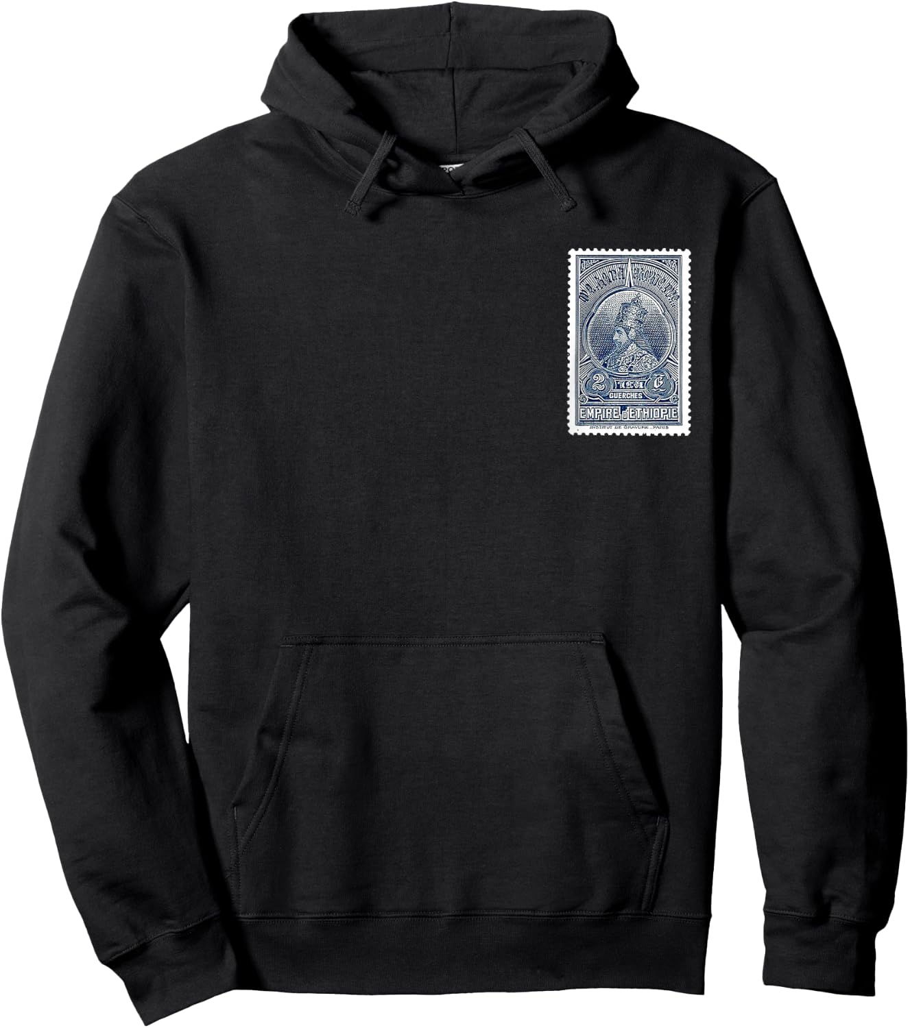 Äthiopischer Kaiser Haile Selassie alte Briefmarkenkunst Juda Rasta Hoodie - Hoodie | Black