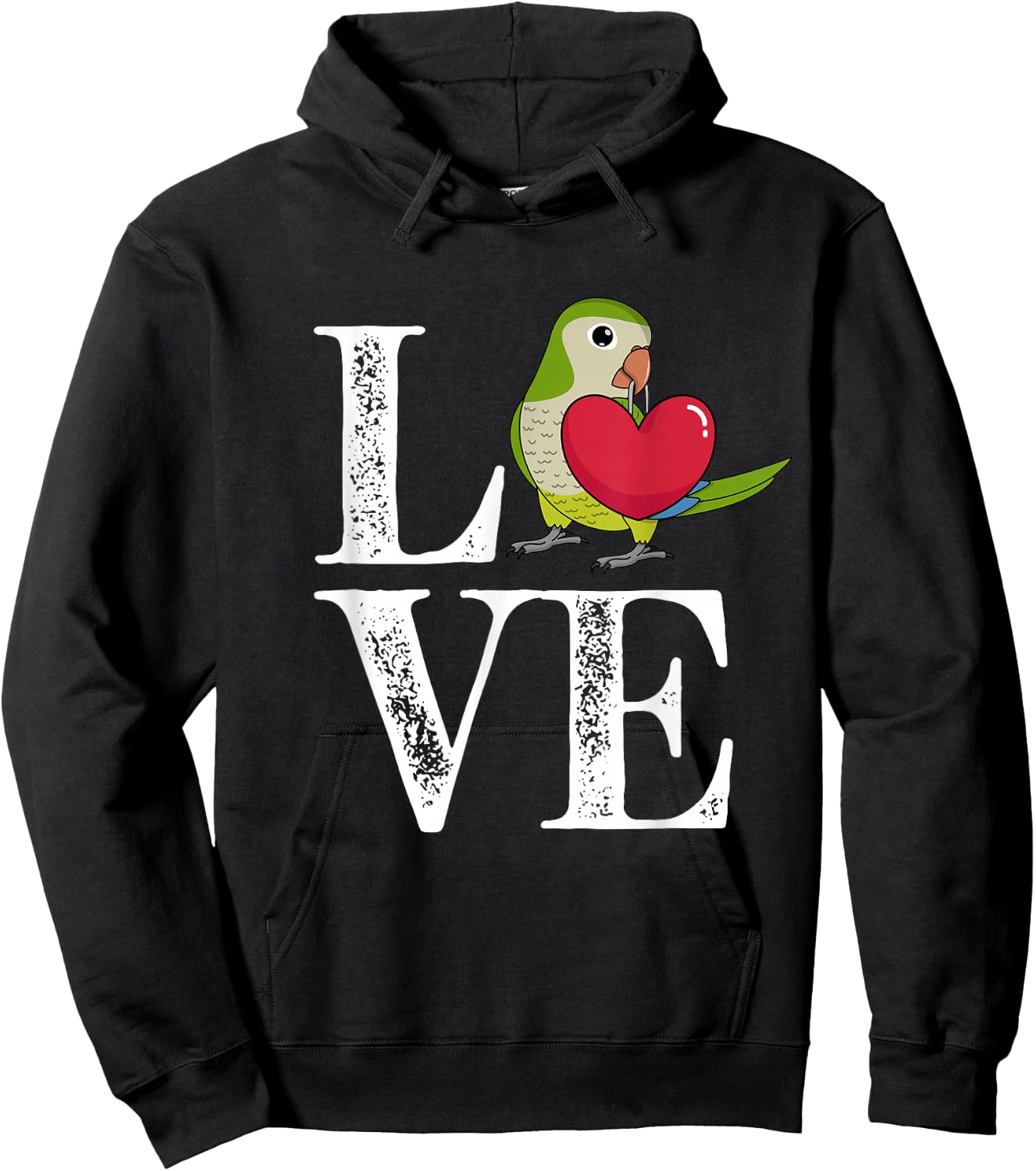 Love Parrot I Green Monk Parakeet Quaker Hoodie - Hoodie | Black