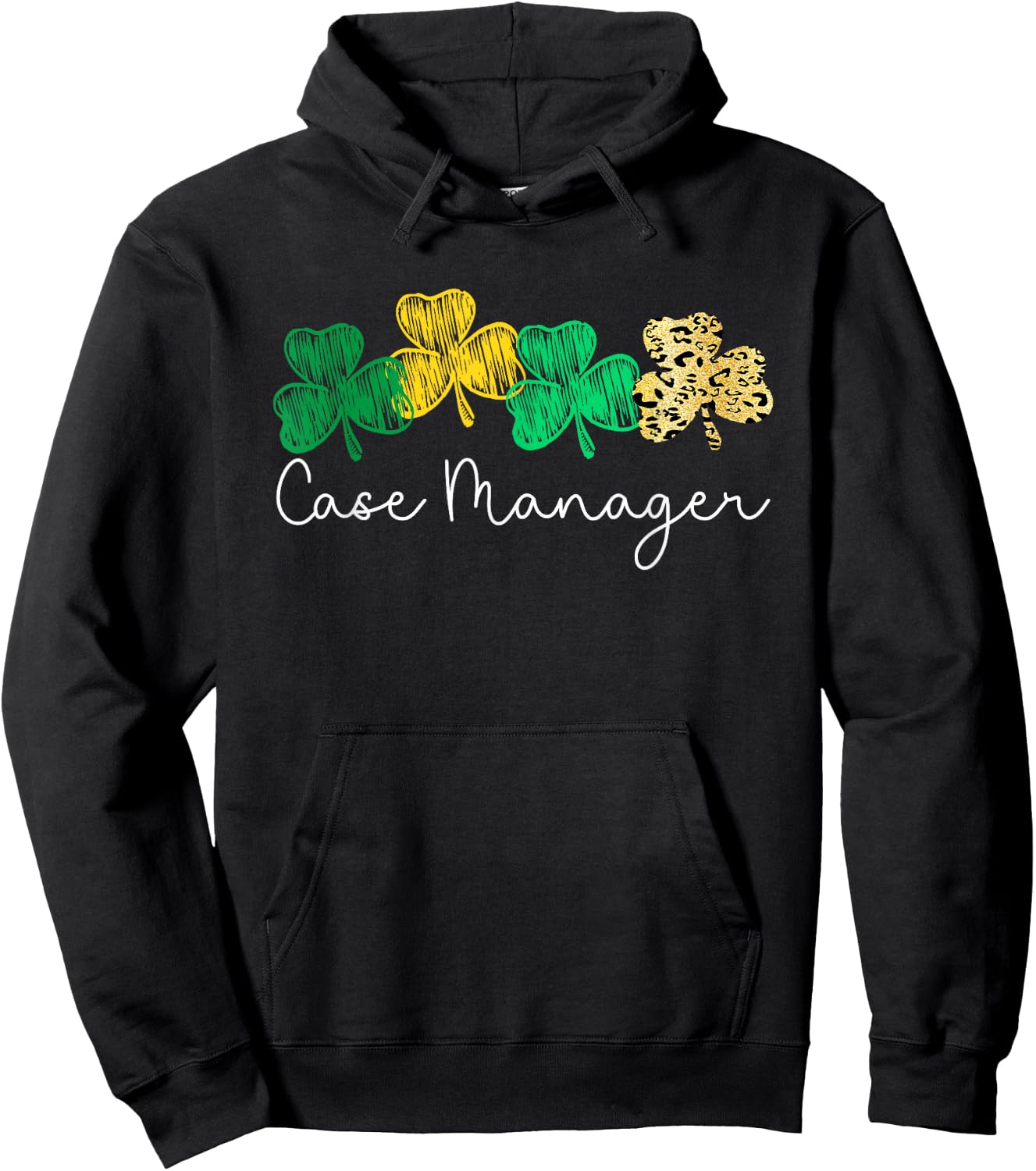 Shamrock Leopard Saint Paddy's Case Manager St Patricks Day Hoodie - Hoodie | Black