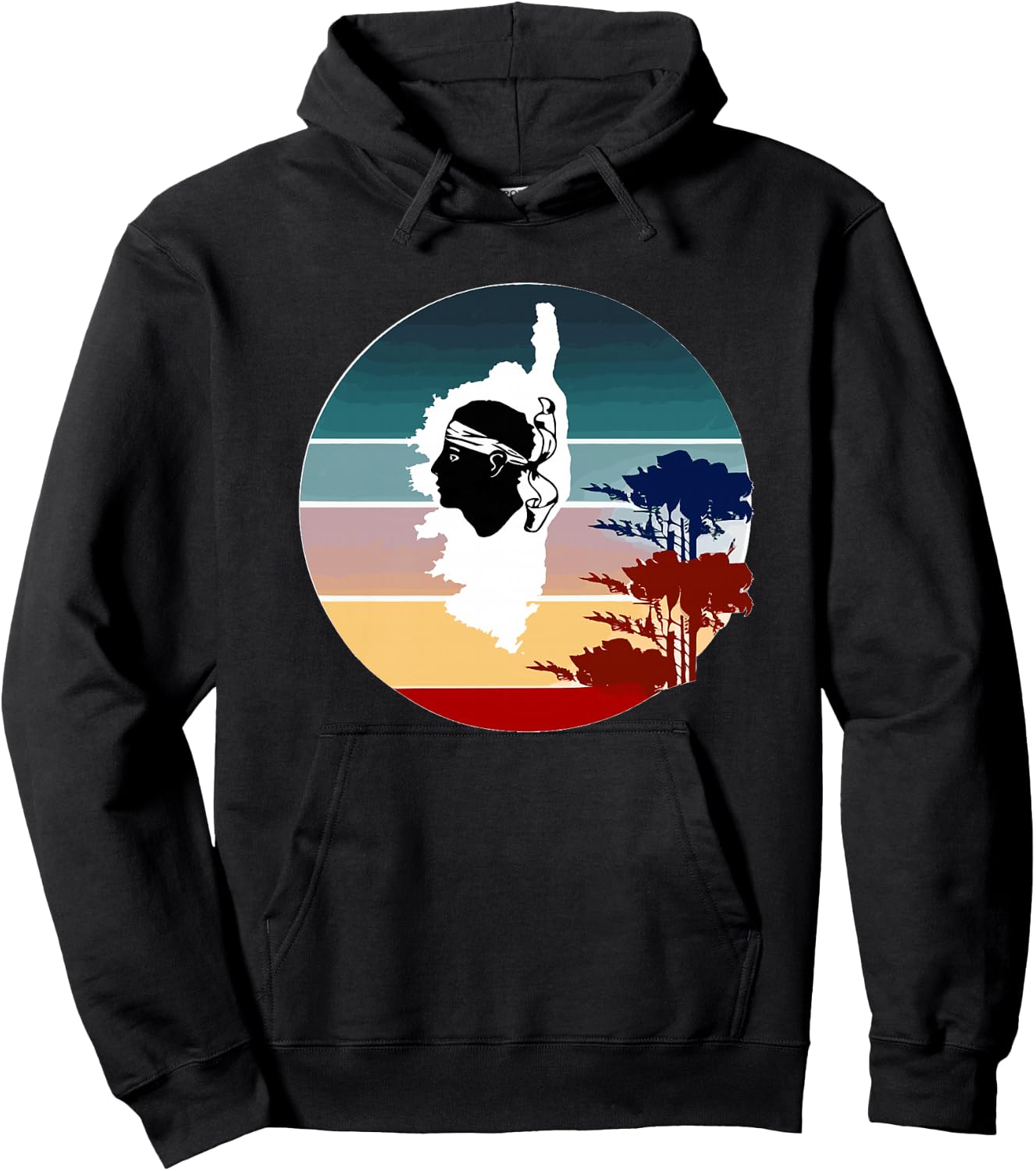 Corsica Island avec Arbres Carte Corse Haut de Gamme Hoodie - Hoodie | Black