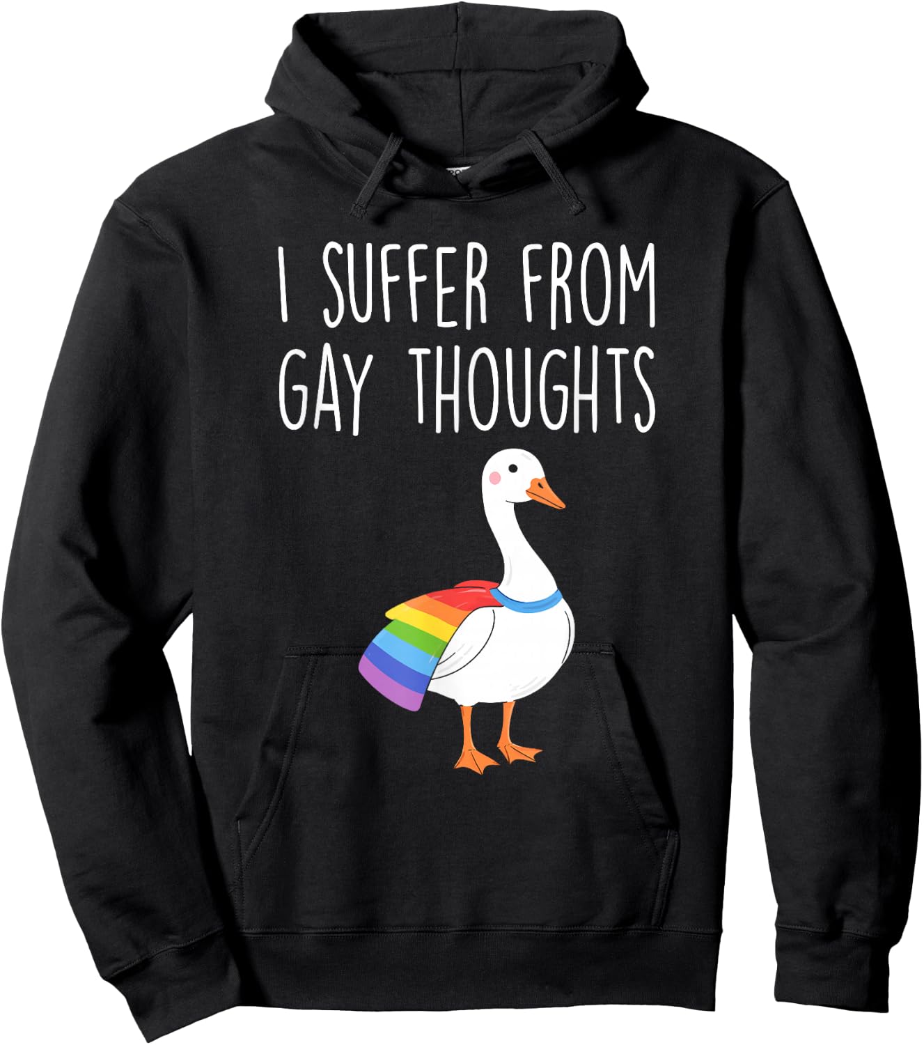 I Suffer, from Gay Thoughts, Goose, LGBTQ+ Pride Hoodie - Hoodie | Black