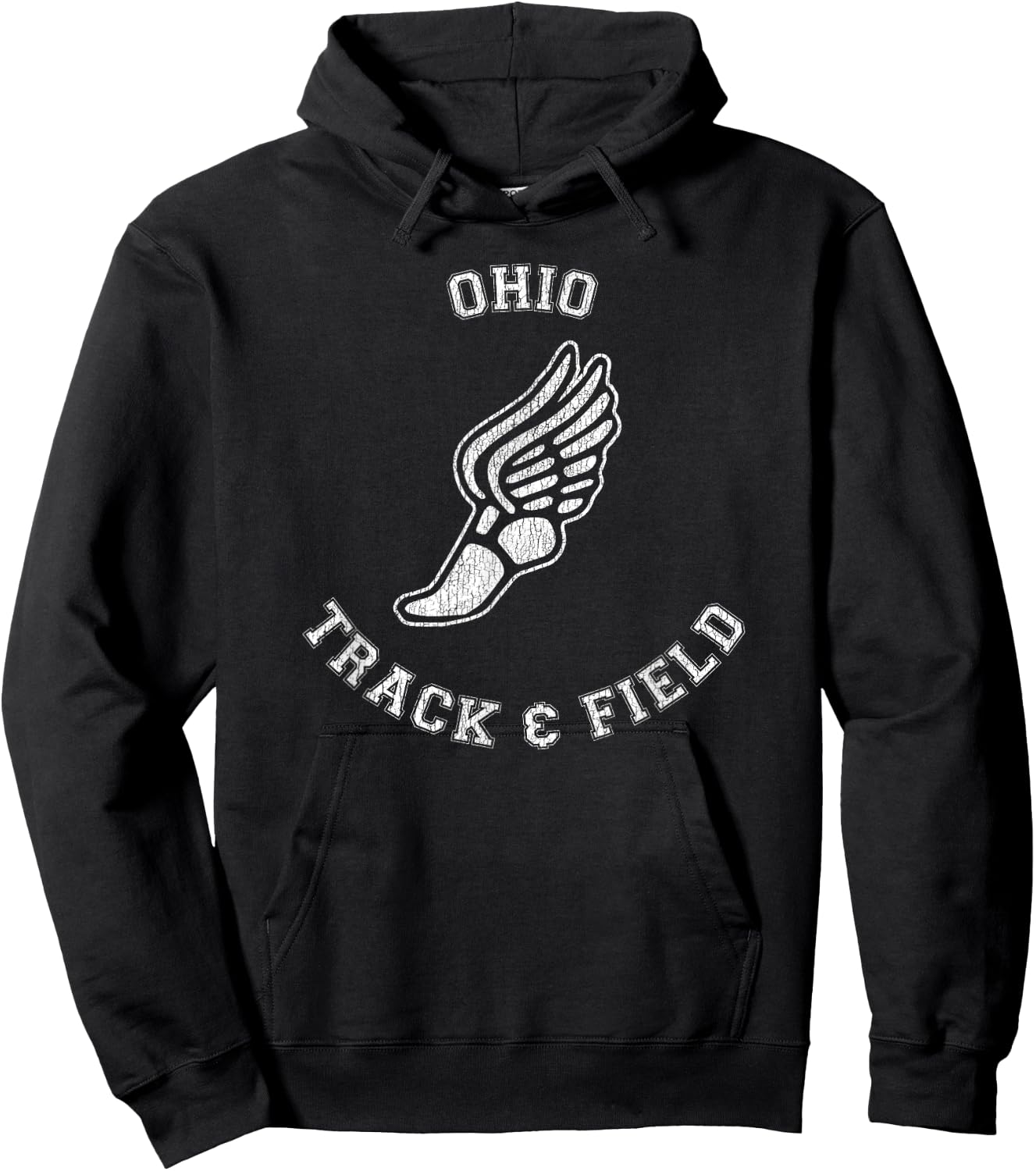 Ohio Track & Field Distressed Retro Classic 80s Hoodie - Hoodie | Black