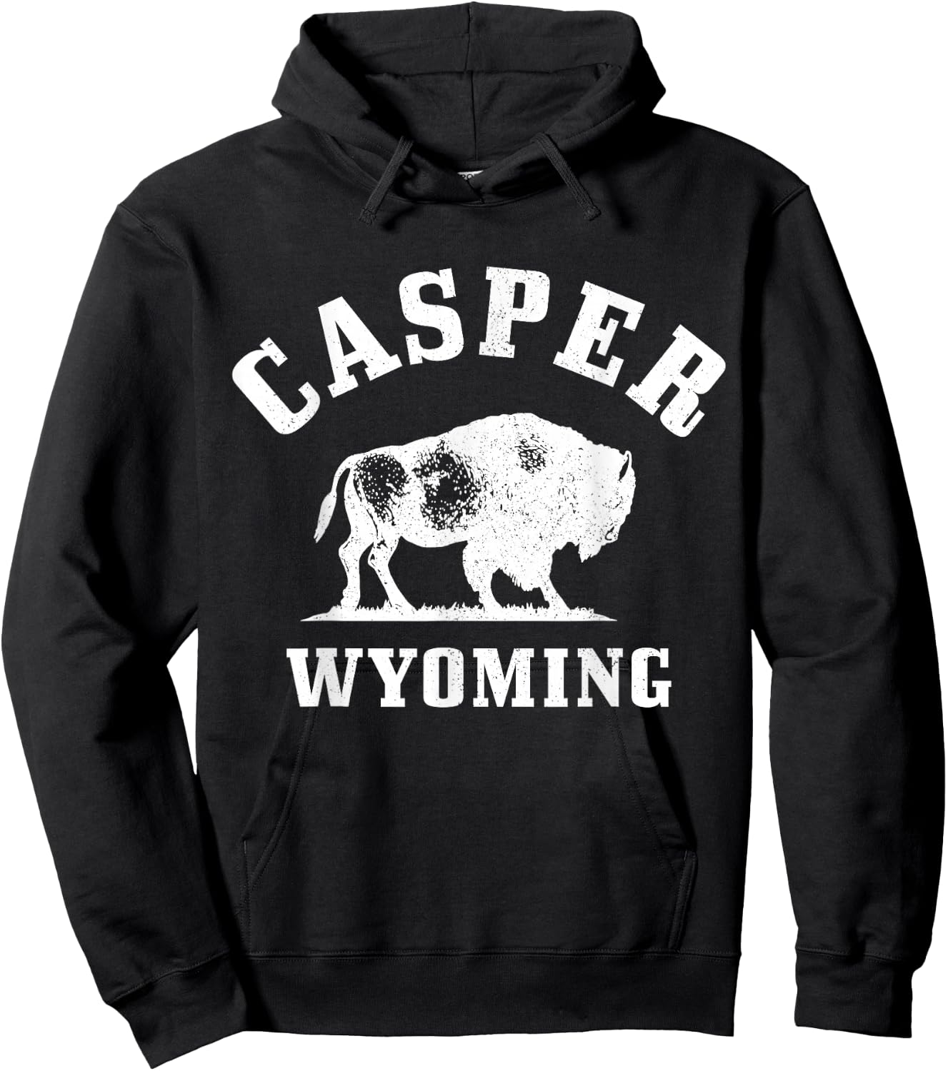 Casper Wyoming Cowboy State Bison Buffalo Vintage Pride Hoodie - Hoodie | Black