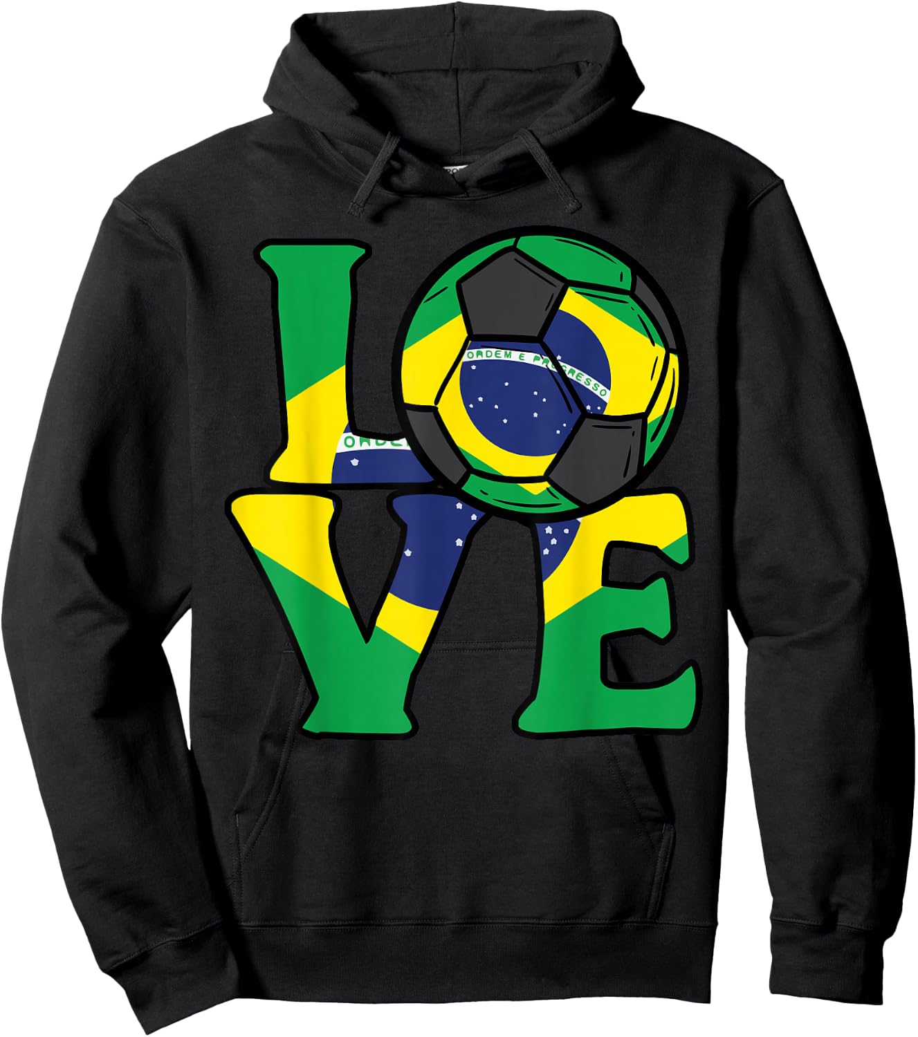 Brazil Flag Love Brazilian Soccer Men Women Kids Boys Girls Hoodie - Hoodie | Black