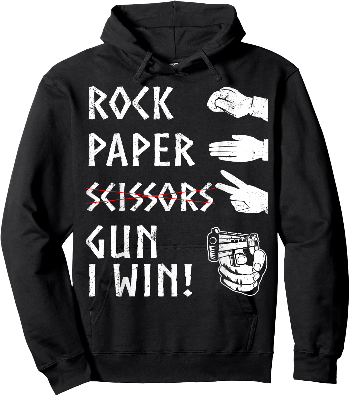 Rock Paper Scissors Gun I Win! Funny 2nd Amendment Hoodie - Hoodie | Black