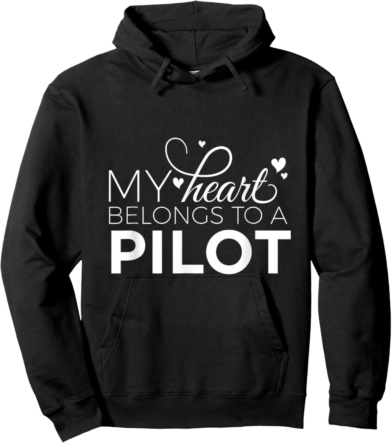 Pilot Wife Shirt- My Heart Belongs to a Pilot, Pilot Gift 3XL Navy Hoodie - Hoodie | Black
