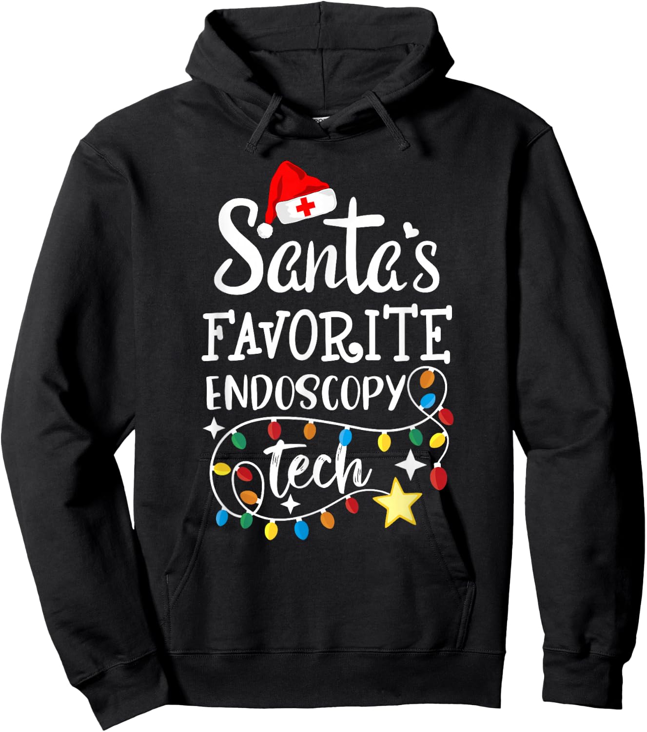 Santa's Favorite Endoscopy Tech Merry Christmas GI Techs Hoodie - Hoodie | Black